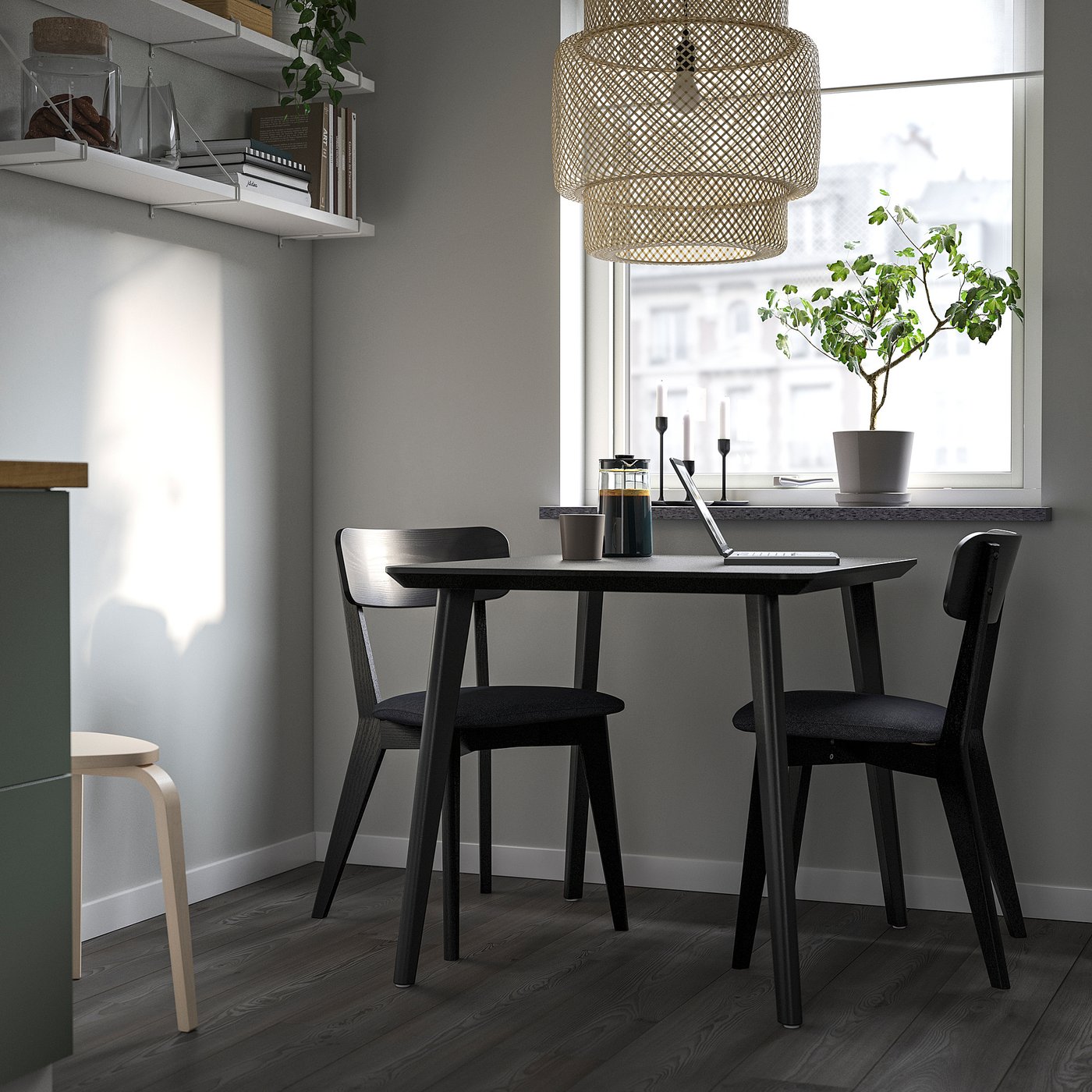 LISABO / LISABO table and 2 chairs, black/Tallmyra black/gray, 345