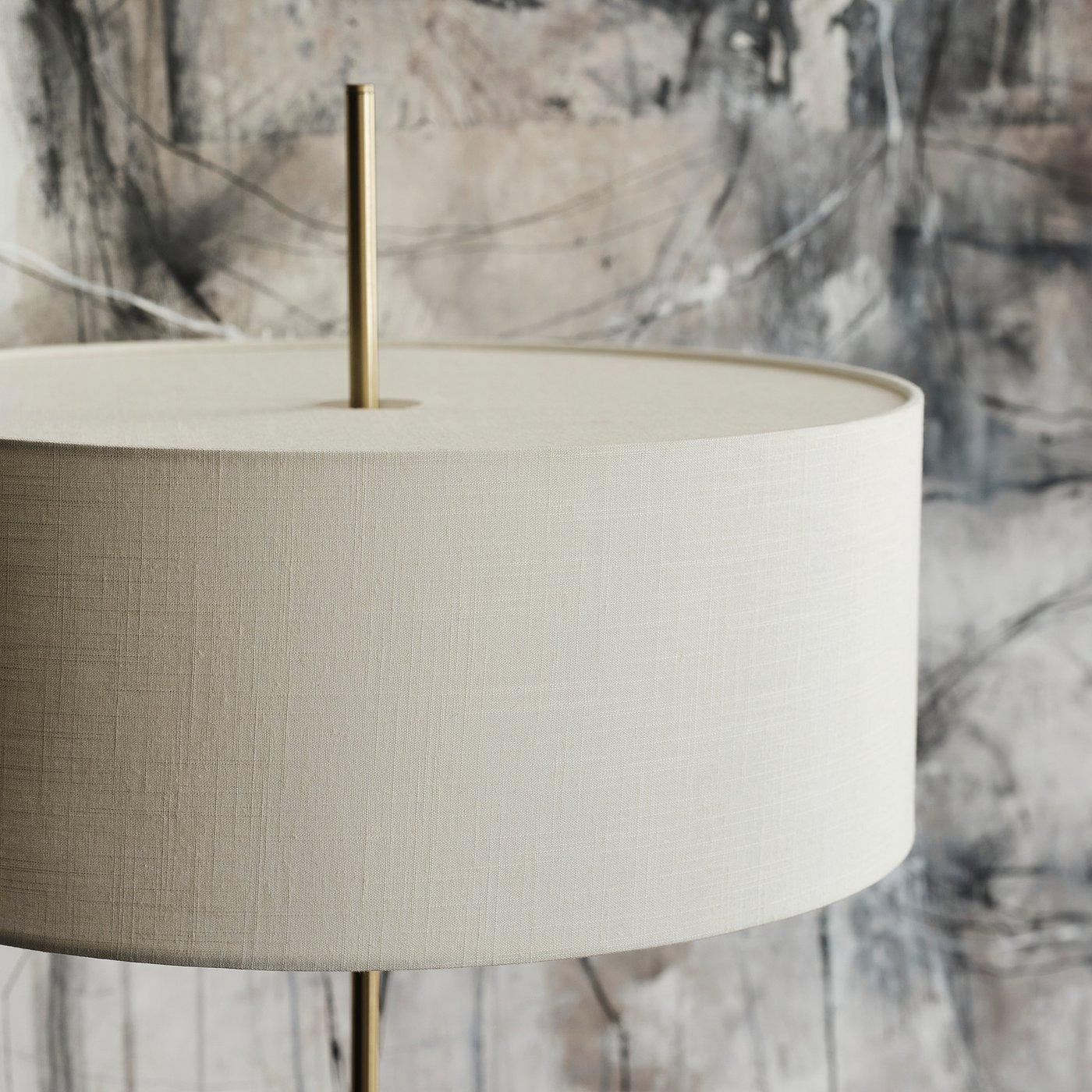STOCKHOLM 2025 floor lamp, white textile/brass plated, 63