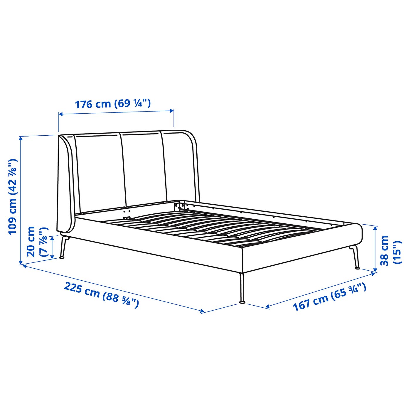 TUFJORD upholstered bed frame, Tallmyra white/black, Queen - IKEA