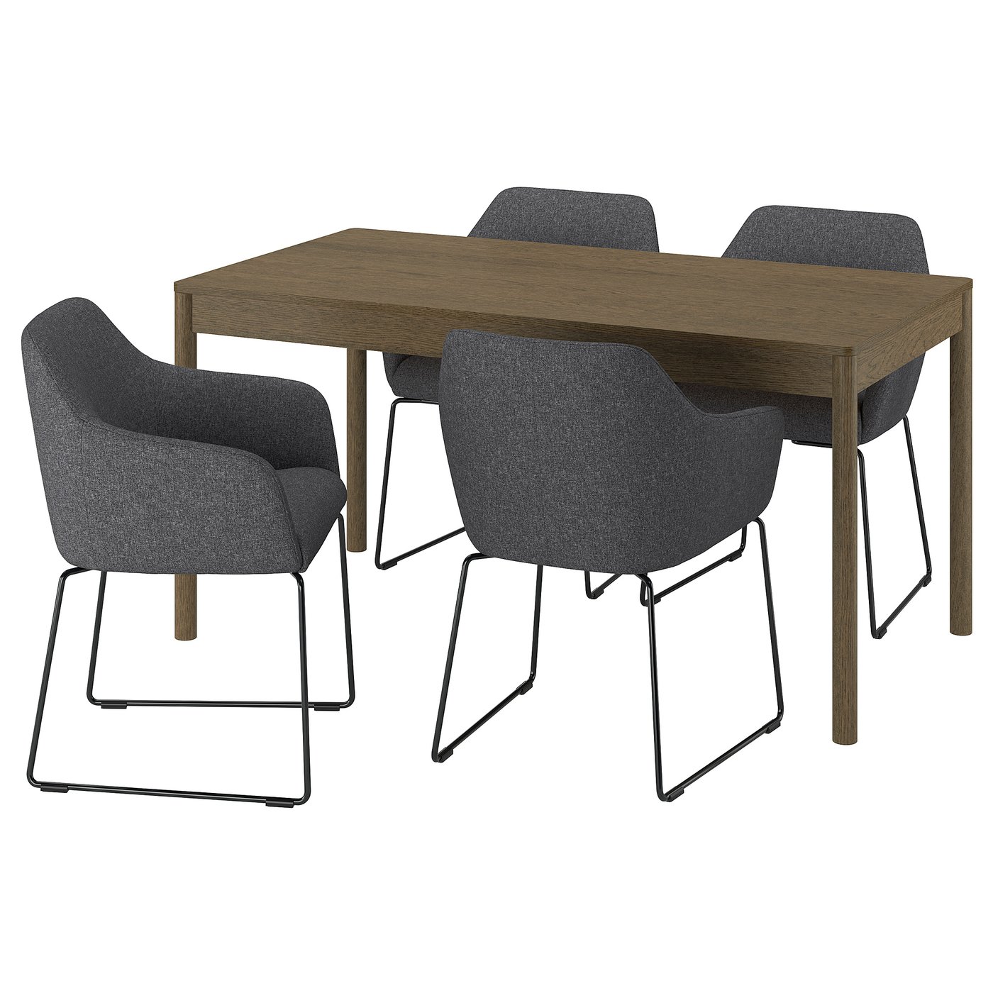 TONSTAD / TOSSBERG table and 4 chairs, brown oak veneer/Gunnared