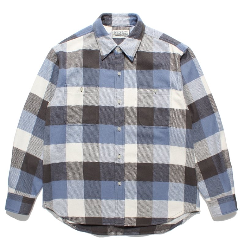 WACKO MARIA/BLOCK CHECK FLANNEL SHIRT（L-PURPLE）［ブロック