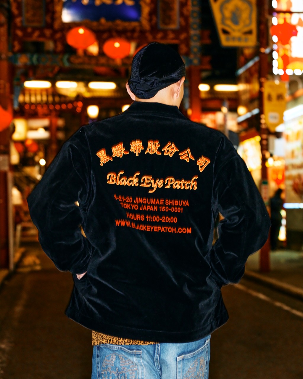 BlackEyePatch/CHINATOWN STORE VELOUR WORK JACKET（BLACK） - JONAS