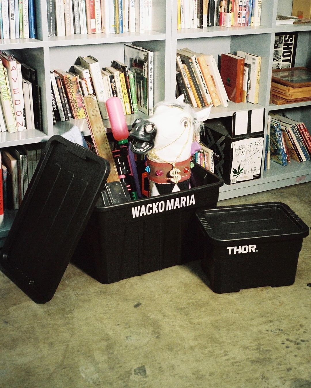 WACKO MARIA/THOR / LARGE TOTES WITH LID 75L（BLACK）［75L コンテナ