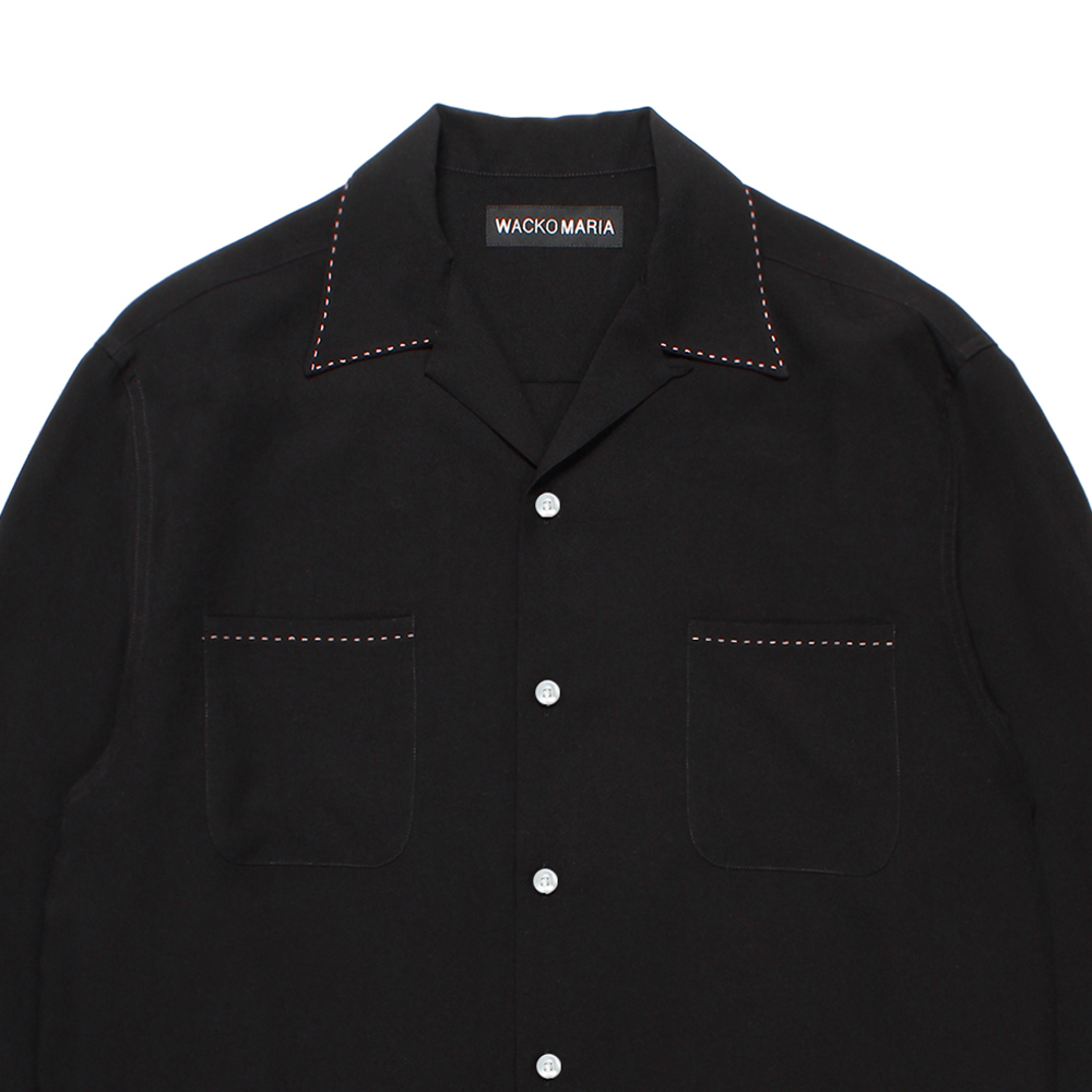WACKO MARIA/50'S OPEN COLLAR SHIRT（BLACK）［ピンポイントステッチ