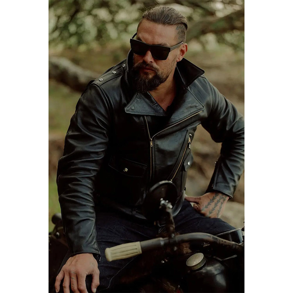 Asymmetrical Zipper Jason Momoa Biker Black Leather Jacket