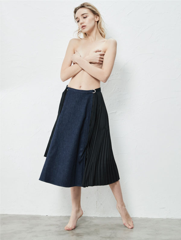 SIDE PLEATS MIDDLE FLARE SKIRT | JapanDenim ENglish