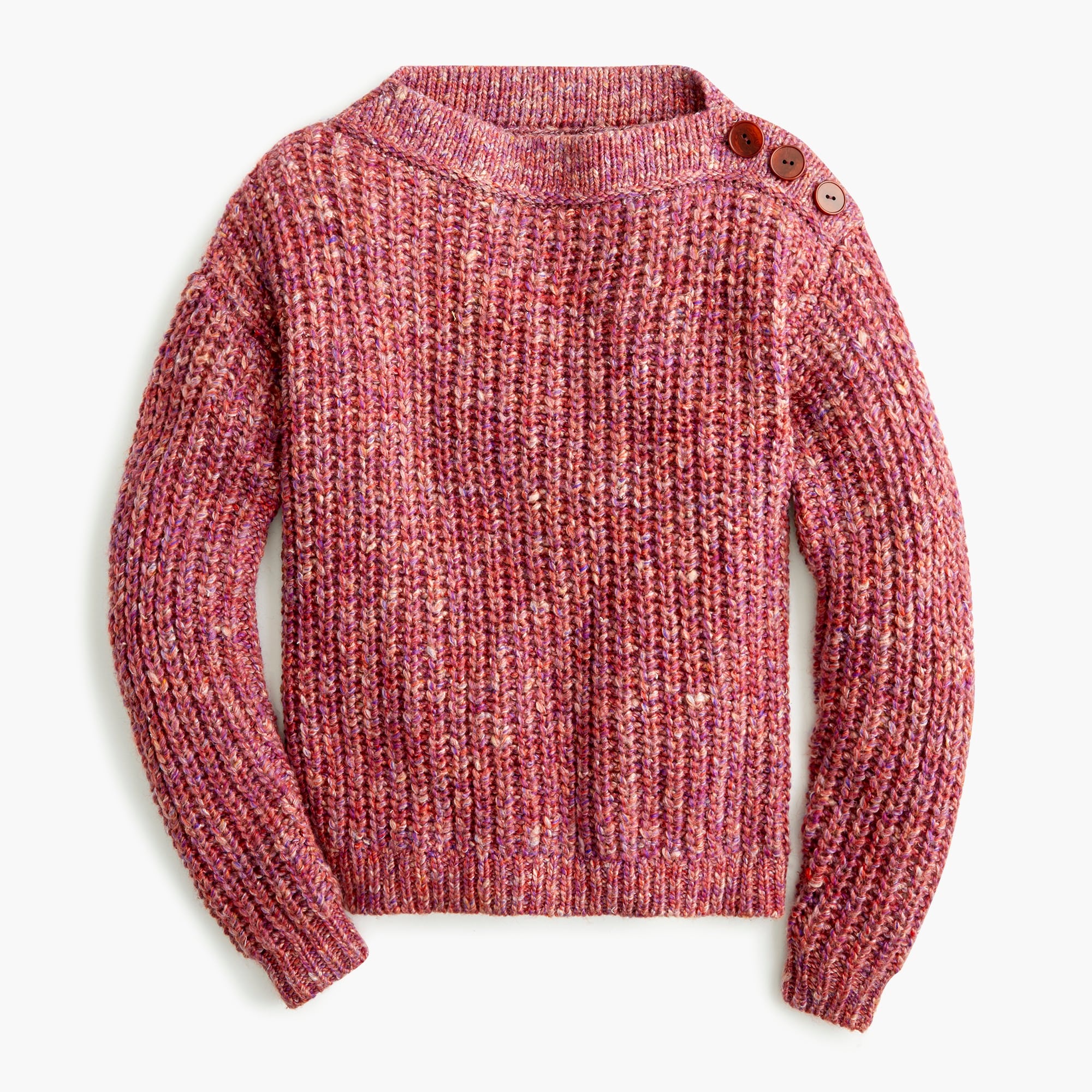 Button-detail Chunky Knit Pullover Sweater For Women | J.Crew