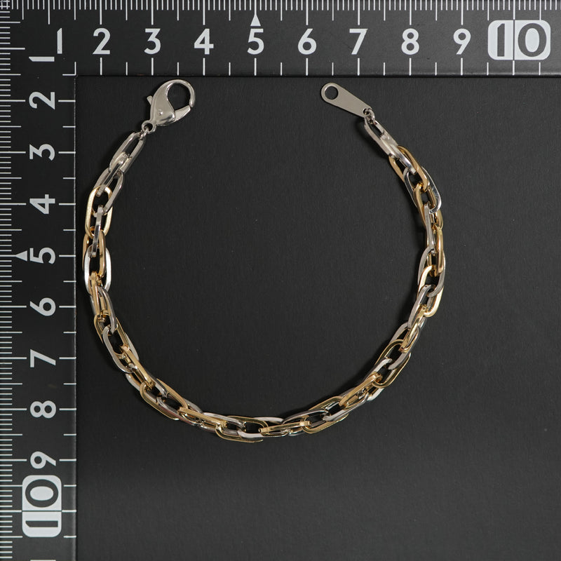 ダブルチェーン ブレスレット K18 Pt850 コンビ 幅4.7mm 1.0角線 18cm