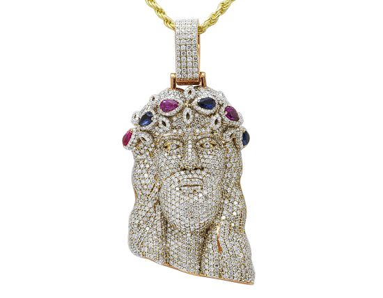 10K Rose Gold 9.8CT Diamond Jesus Pendant 2.8