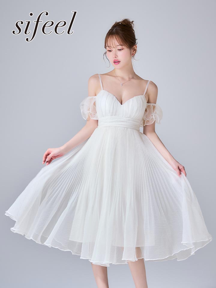 即日発送】送料無料!【sifeel/シフィール】シフォンフレアプリーツ