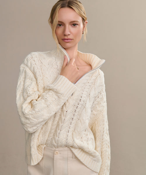 Cotton Cable Half Zip | Jenni Kayne
