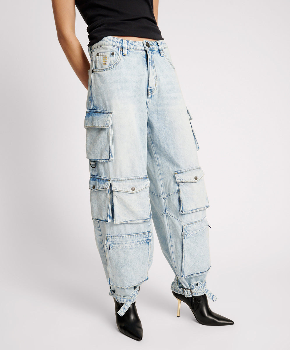 Epic Cargo High Waist Denim Jeans - Depeche Blue | One Teaspoon USA