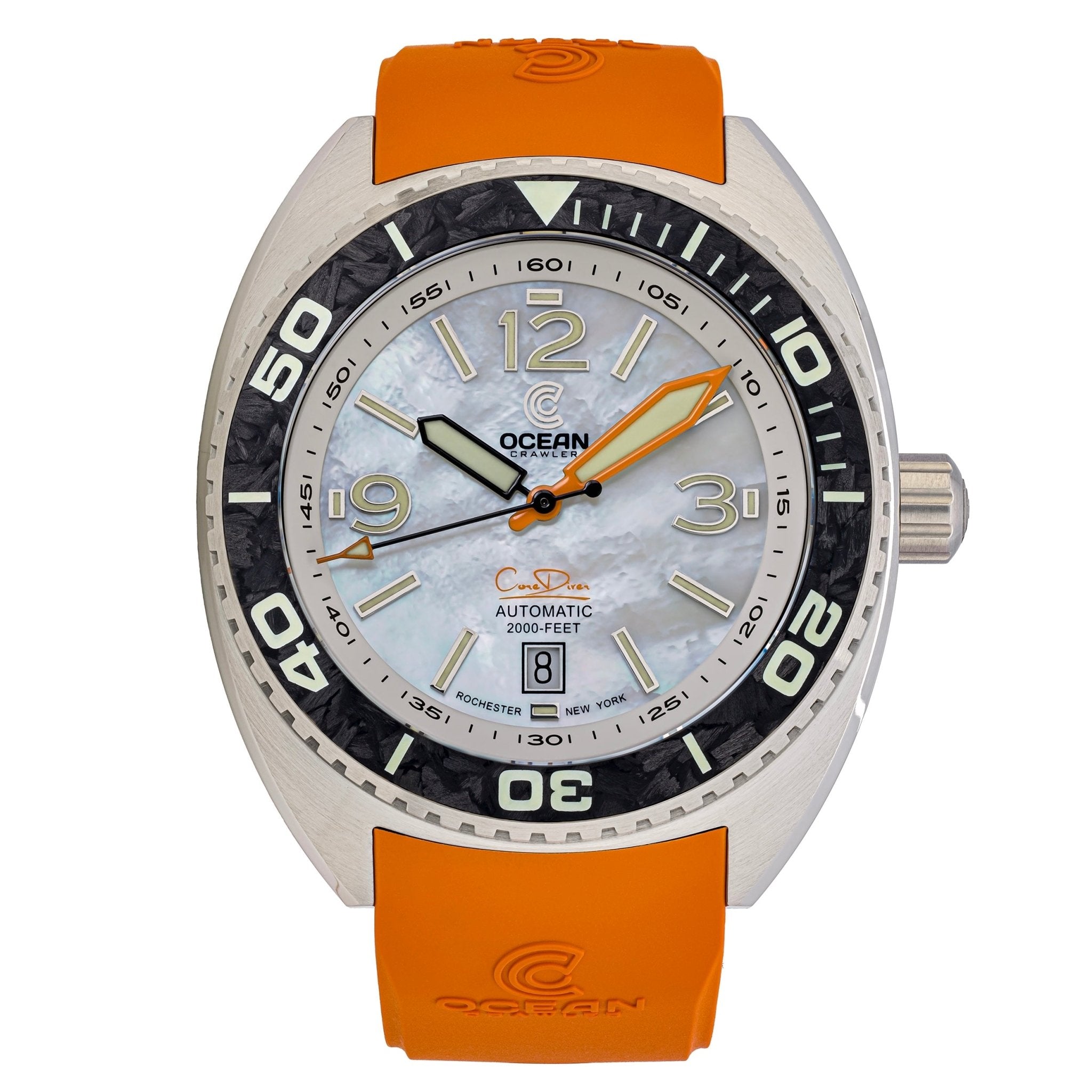 Core Diver - White Mother of Pearl - Carbon Fiber Bezel - 2 Straps