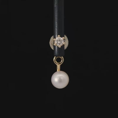K18/Pt「5mmアコヤパール」ピアスチャーム(片耳用)｜【オレフィーチェ