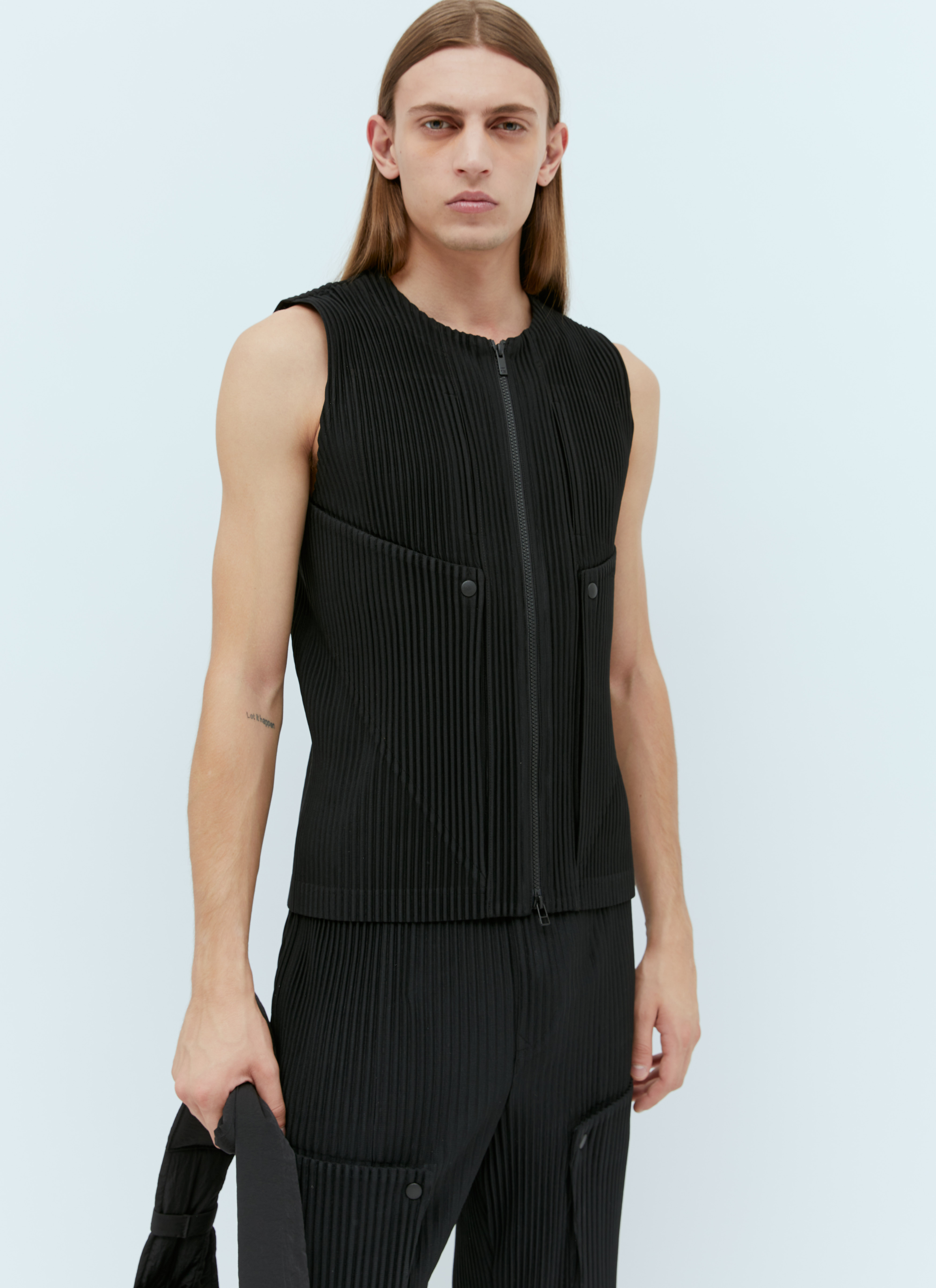 Homme Plissé Issey Miyake Men's' Unfold Panel Construction Vest in