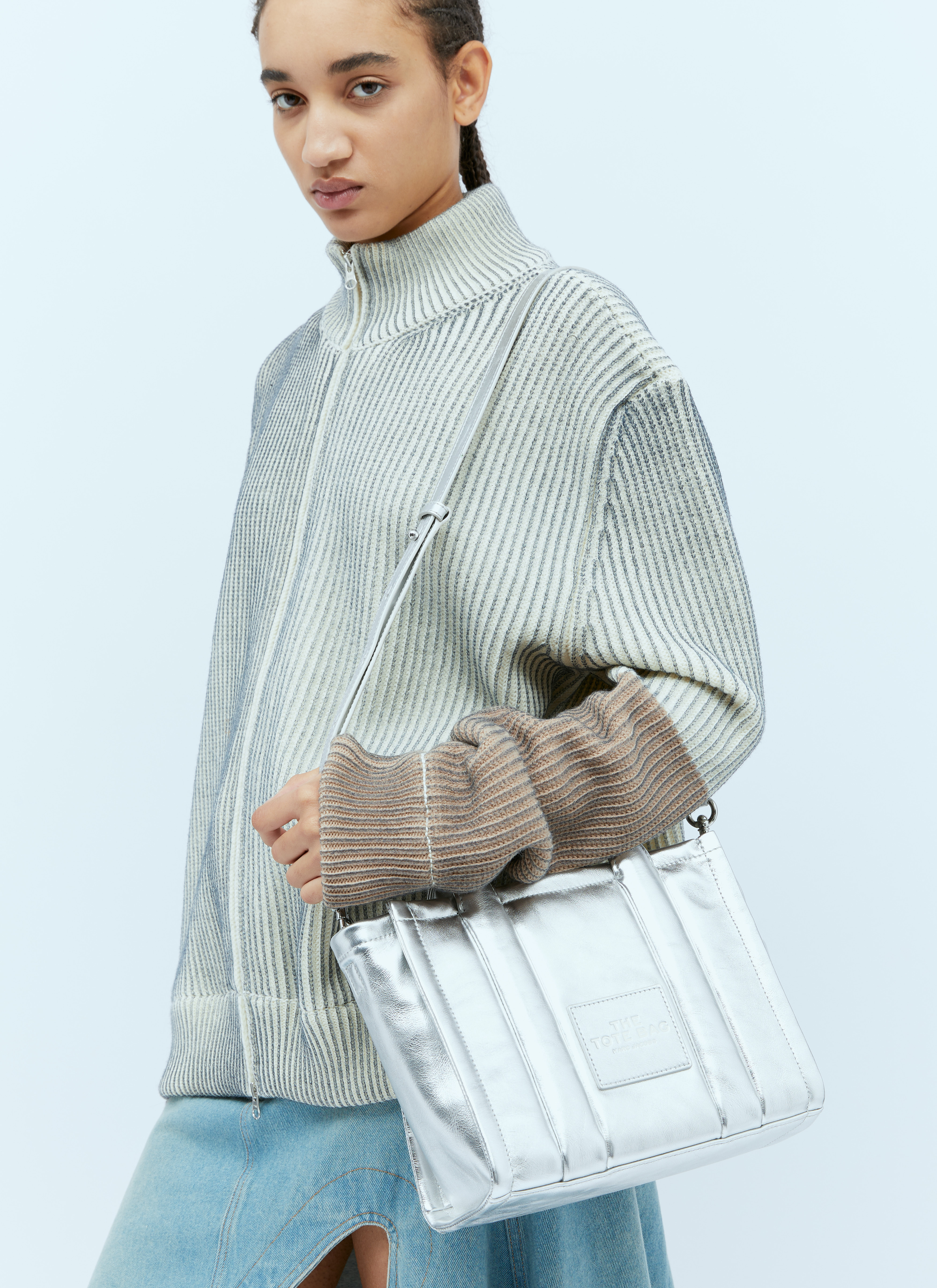 Marc Jacobs Women's' Metallic Small Tote Bag in Silver | LN-CC®