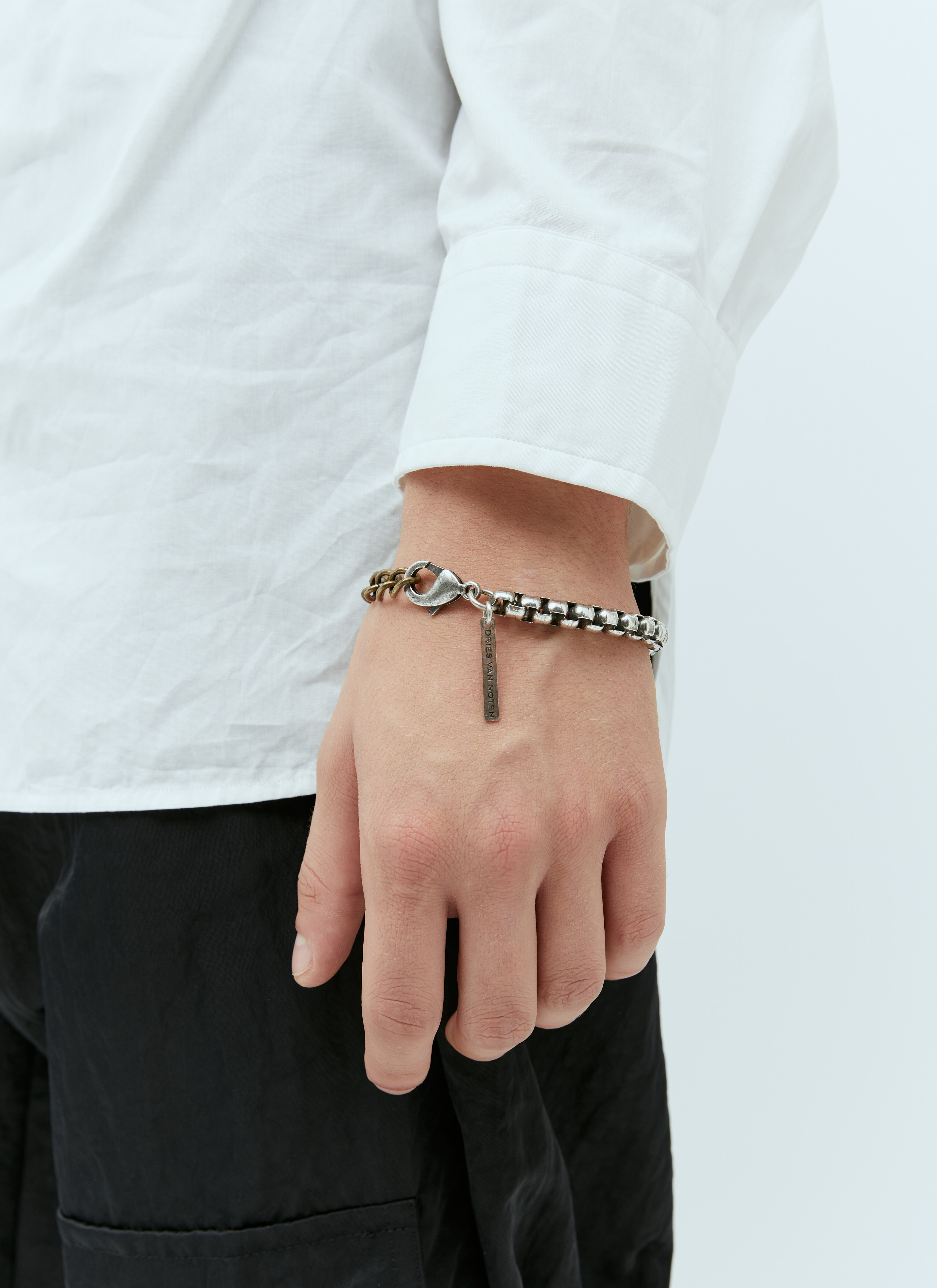 Dries Van Noten Contrast Chain Bracelet en Silver pour homme | LN-CC®