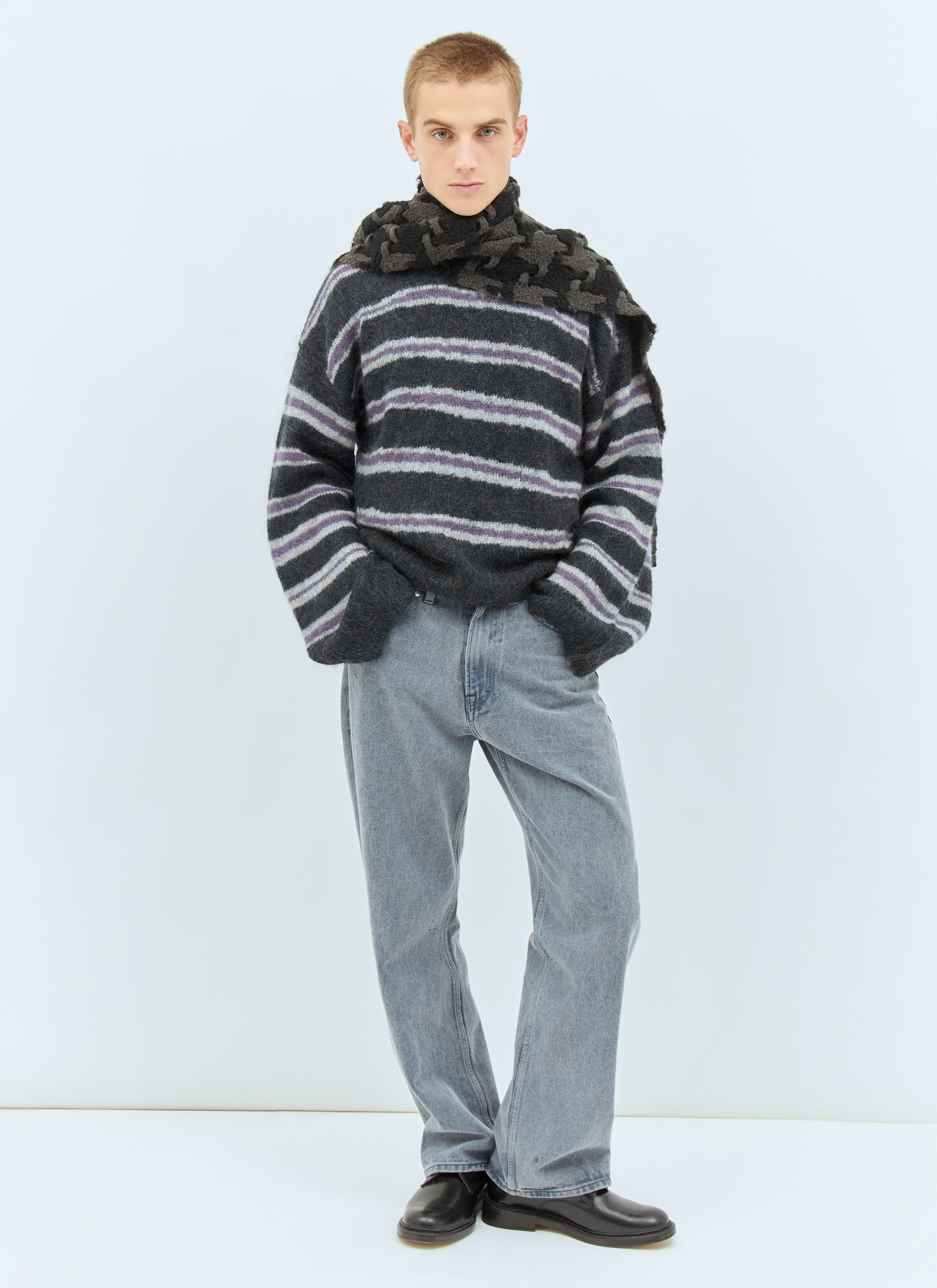 Acne Studios Men's' Striped Mohair-Blend Sweater in Grey | LN-CC®