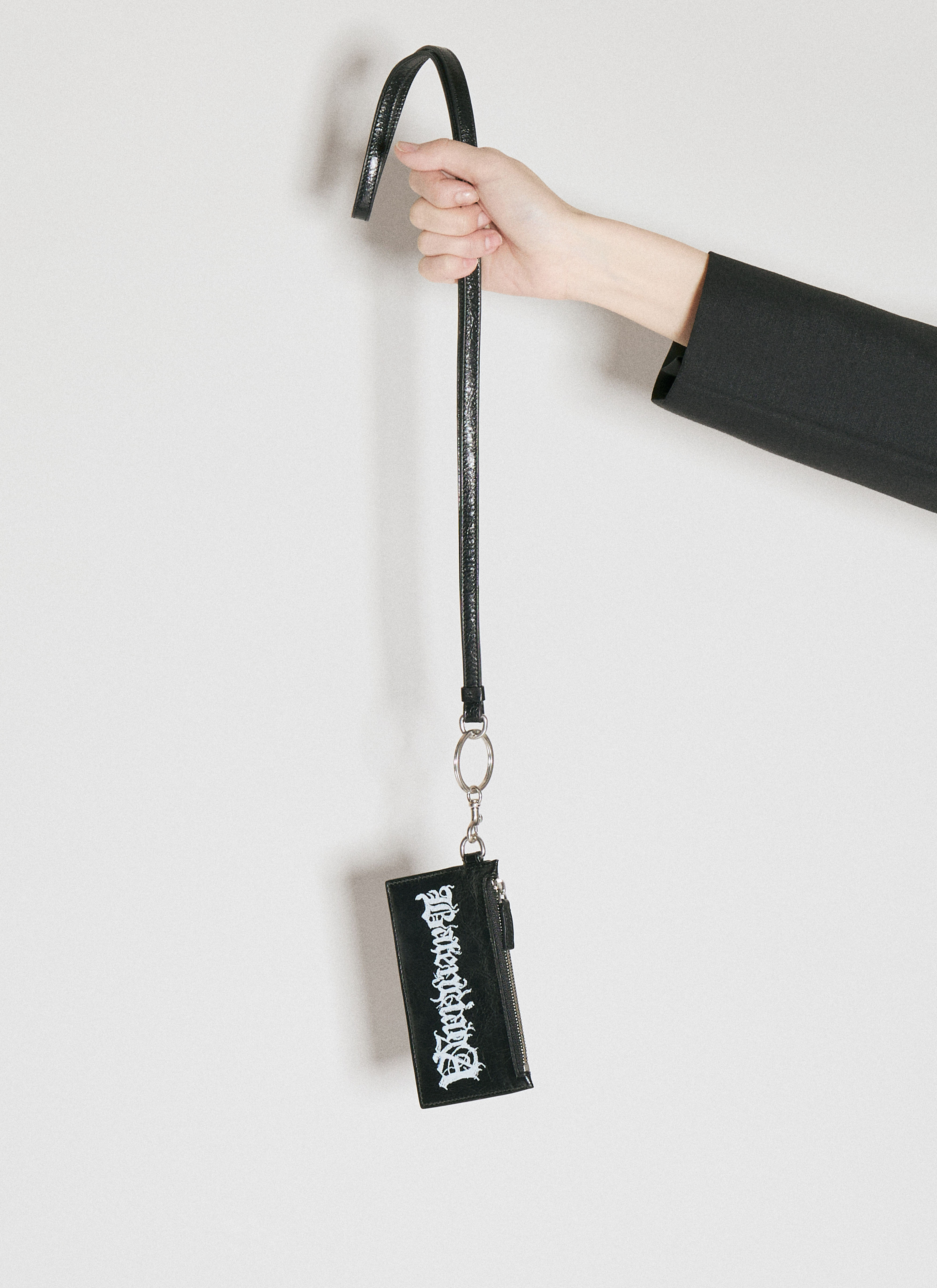 Balenciaga Women's' Logo Print Leather Cardholder On Keyring in