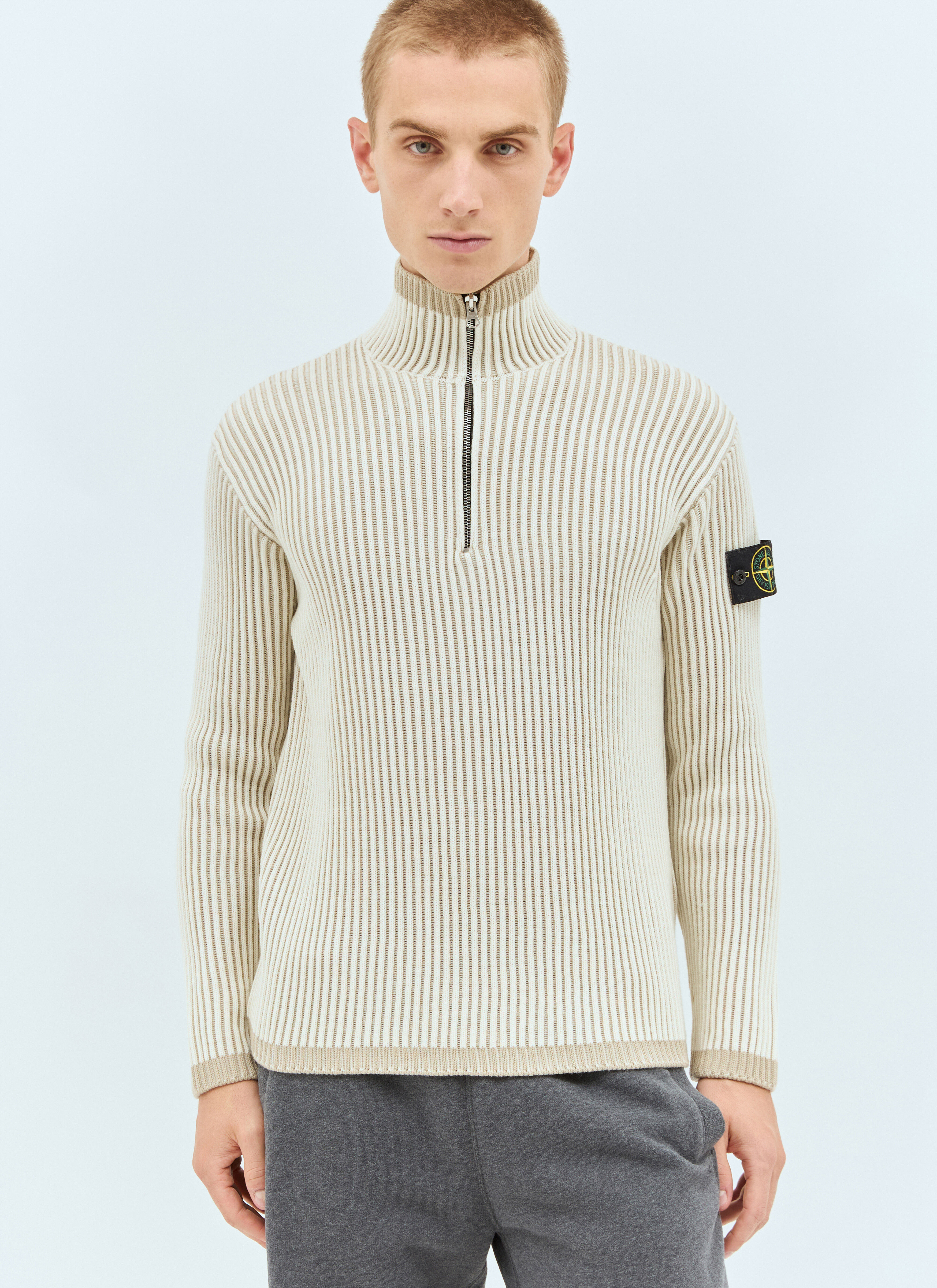 Stone Island Men's' Half-Zip Sweater in Beige | LN-CC®