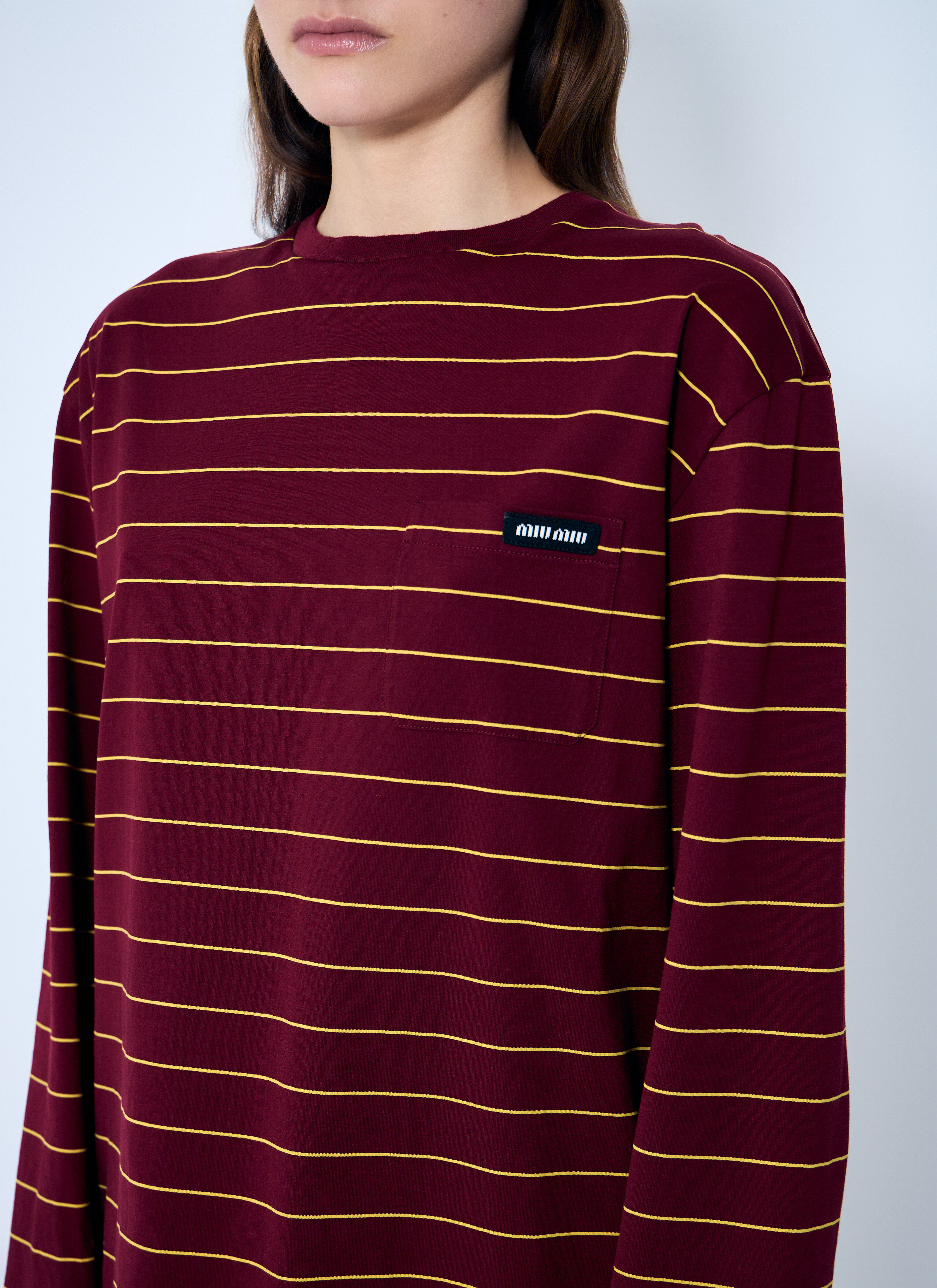 Miu Miu レディース ストライプ ロングスリーブTシャツ の レッド | LN-CC®