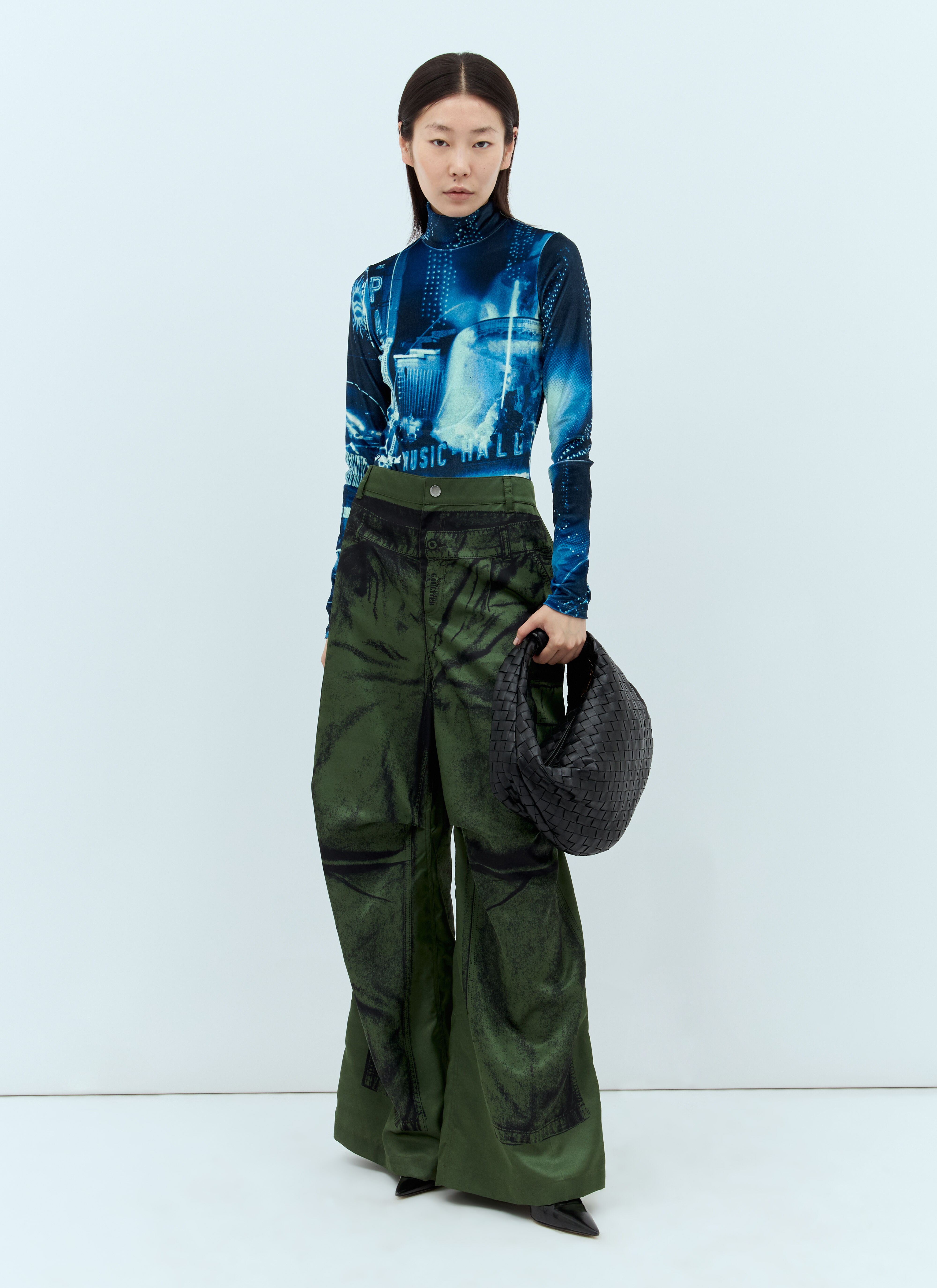 Jean Paul Gaultier レディース トロンプルイユ パンツ の グリーン
