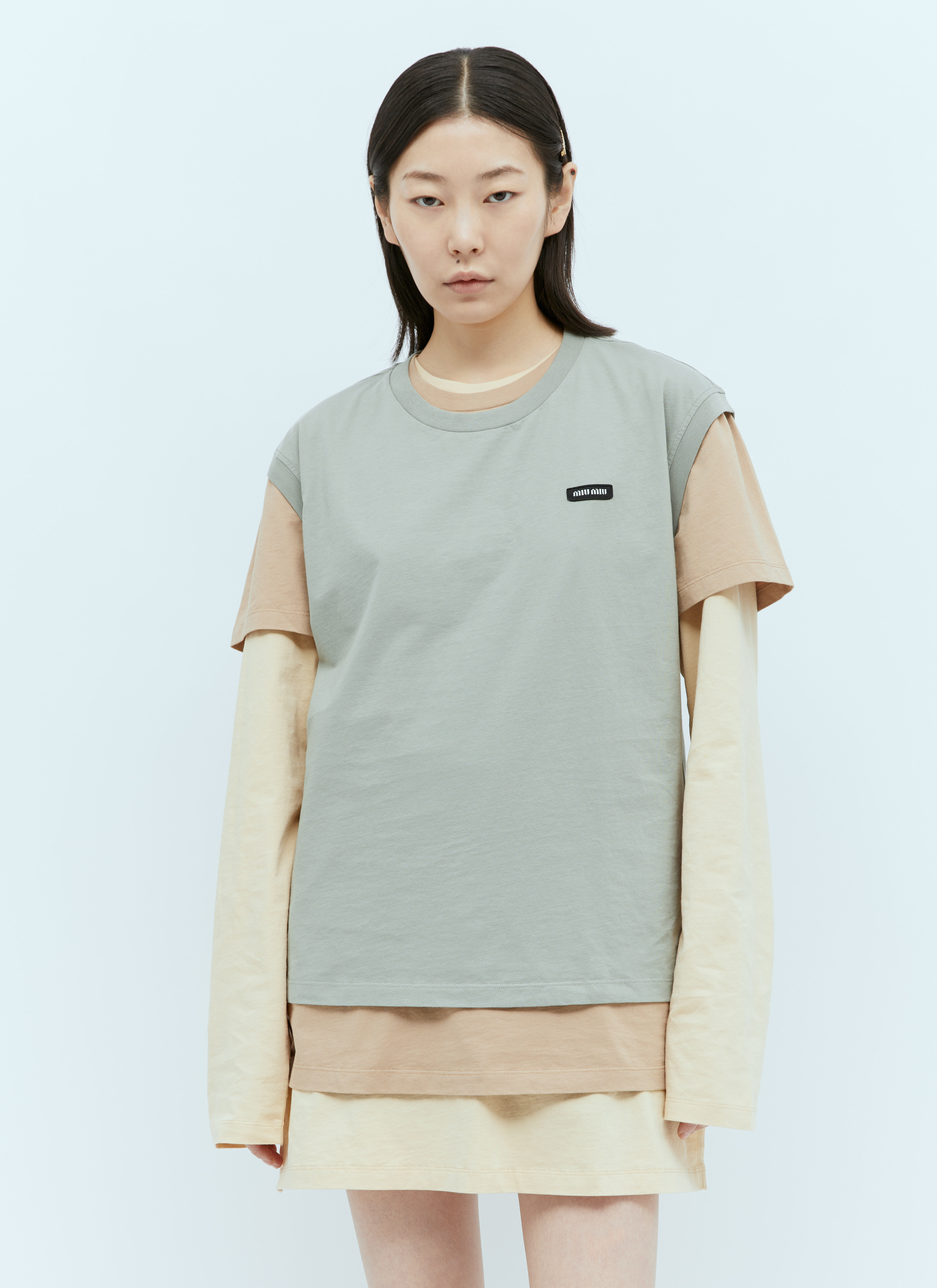 Miu Miu レディース ジャージーTシャツ 3枚セット の マルチカラー