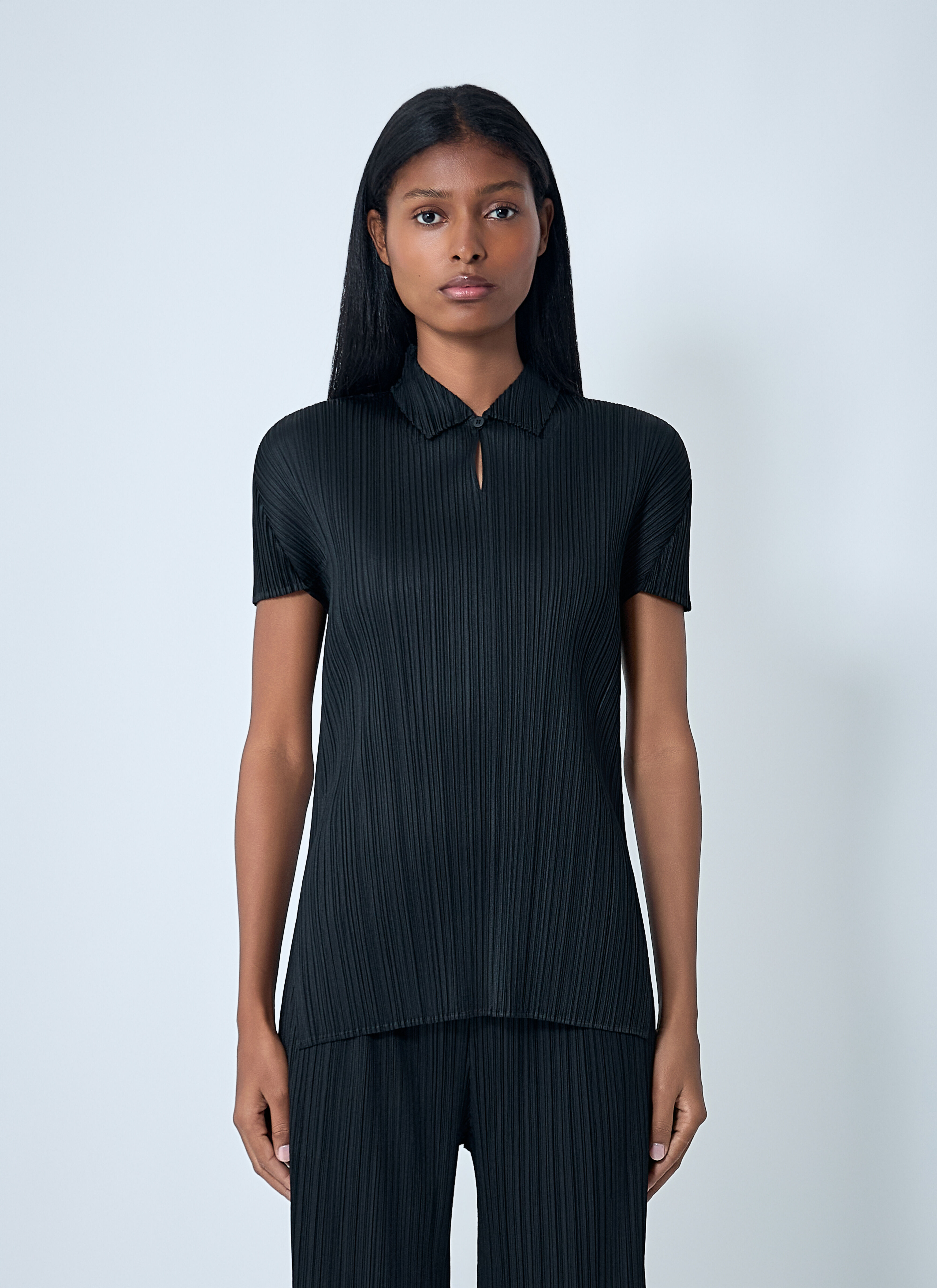 Pleats Please Issey Miyake Women's' Pleated Shirt in Black | LN-CC®