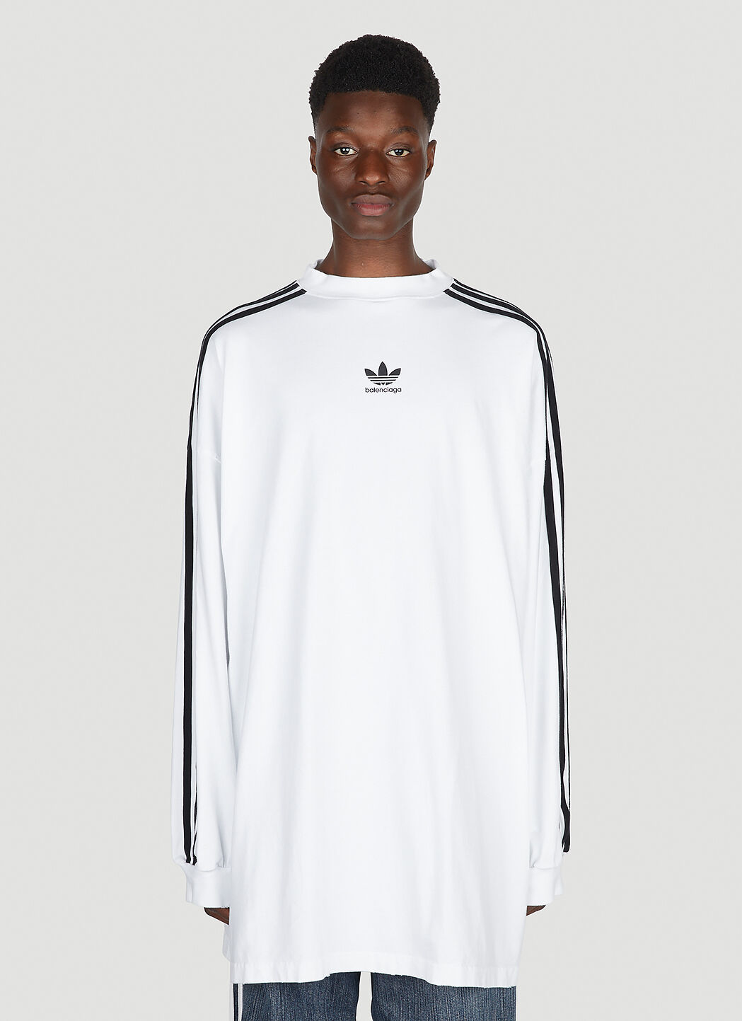 Balenciaga x adidas Men's' Logo Print Long Sleeve T-Shirt in White