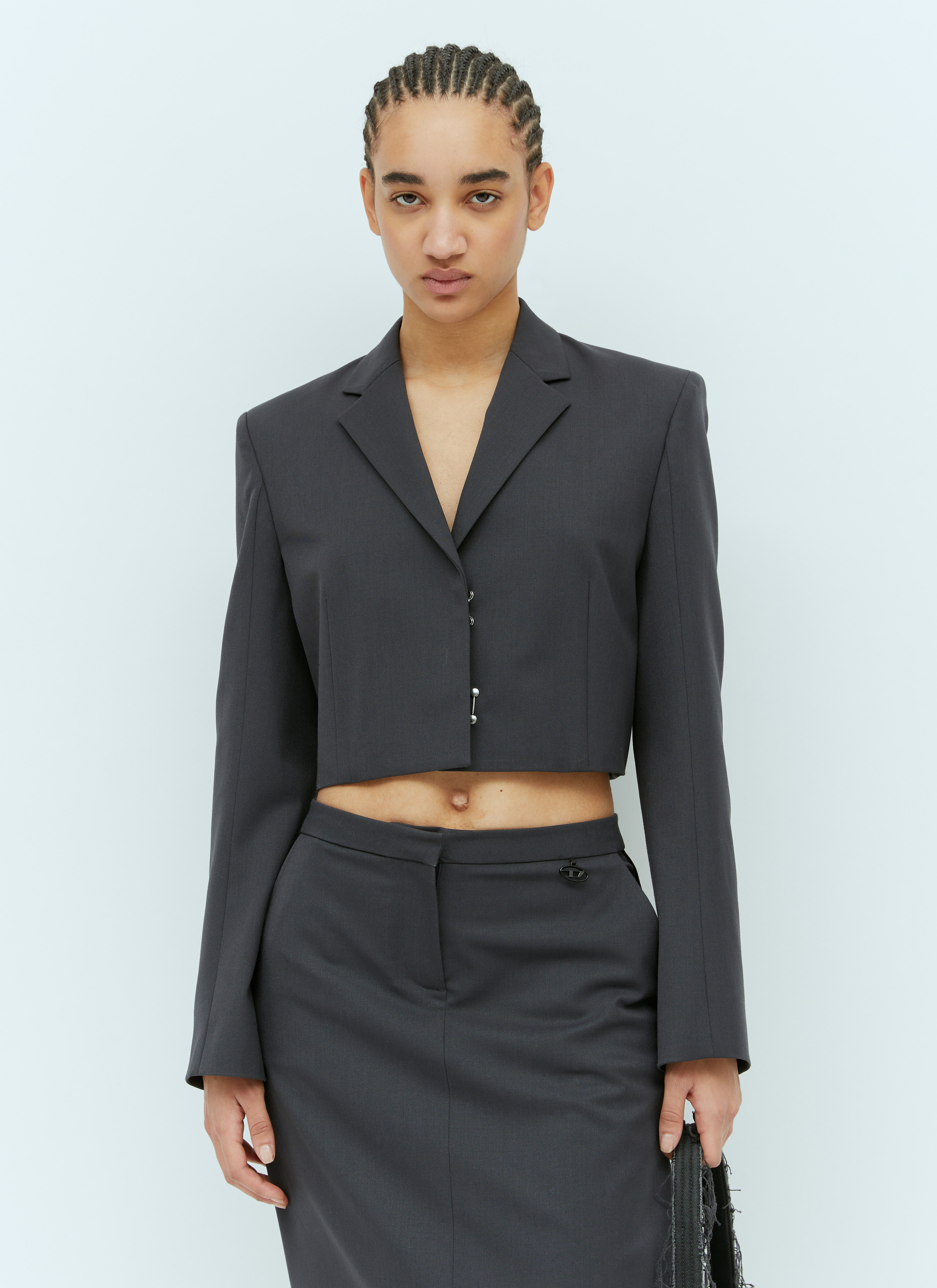 Diesel Women's' G-Milla-P1 Tailored Crop Blazer in Grey | LN-CC®