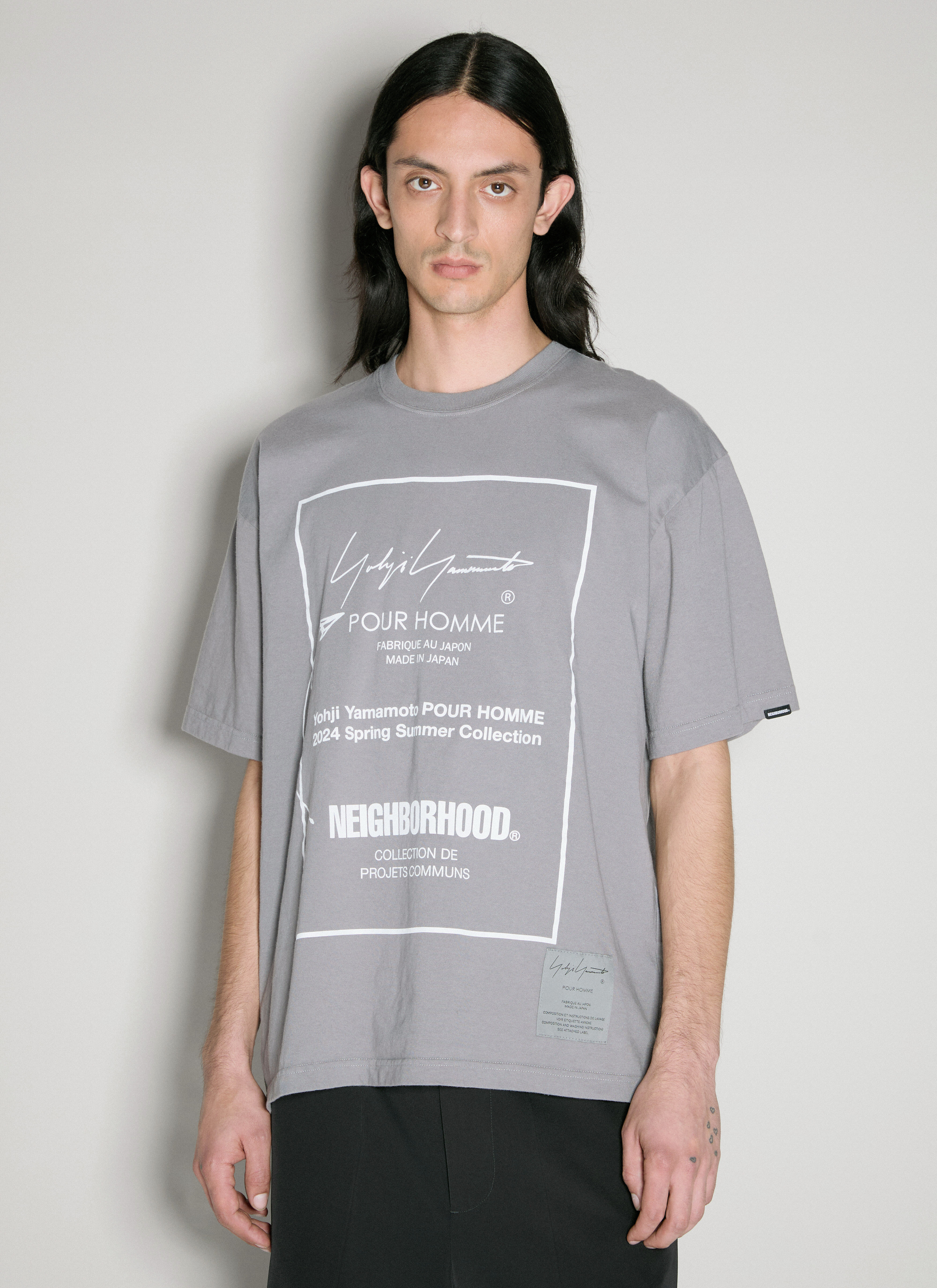 Yohji Yamamoto x Neighborhood Men's' Logo Print T-Shirt in Grey