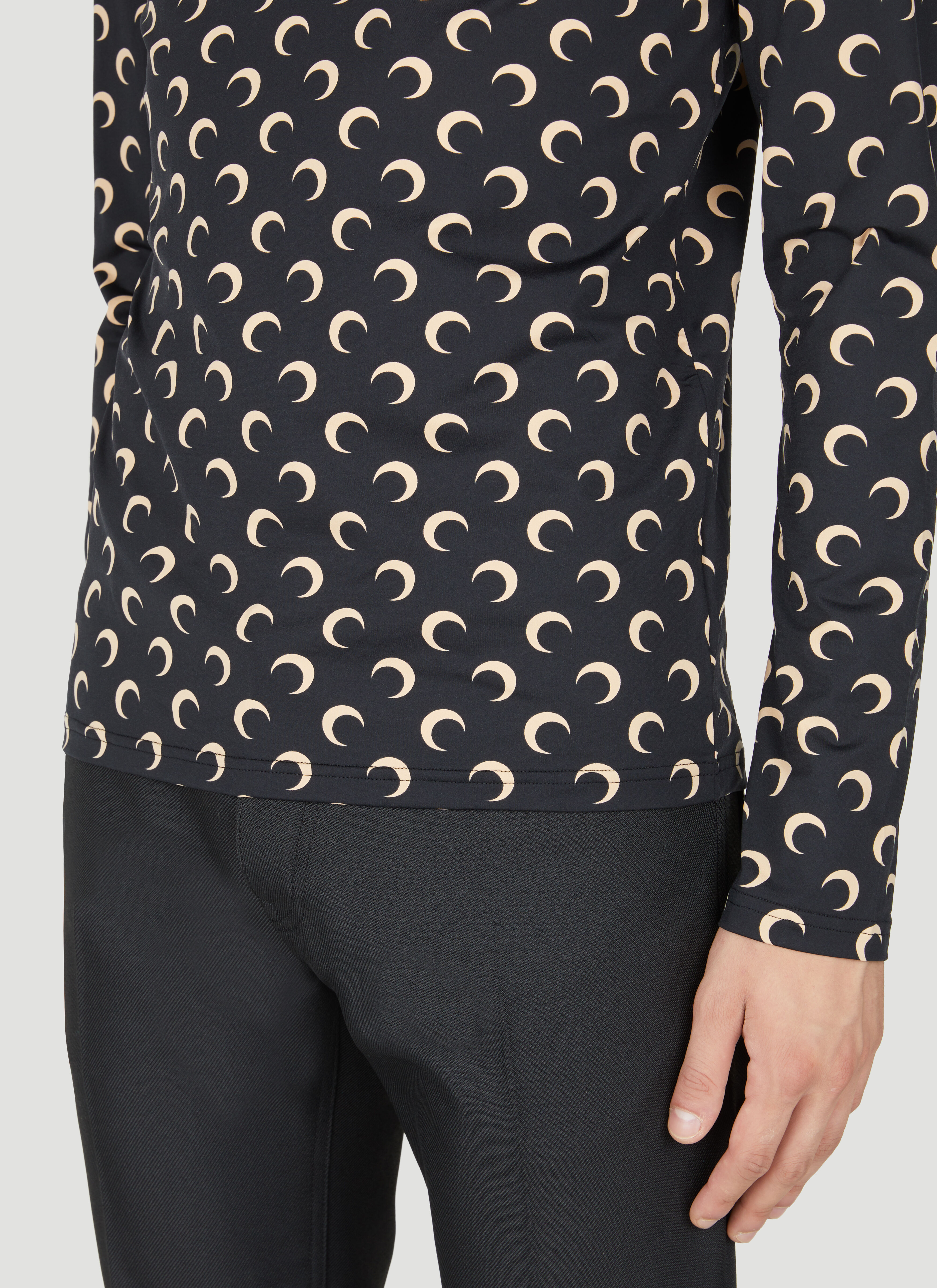 Marine Serre Men's' Regenerated Moon Long Sleeve T-Shirt in Black