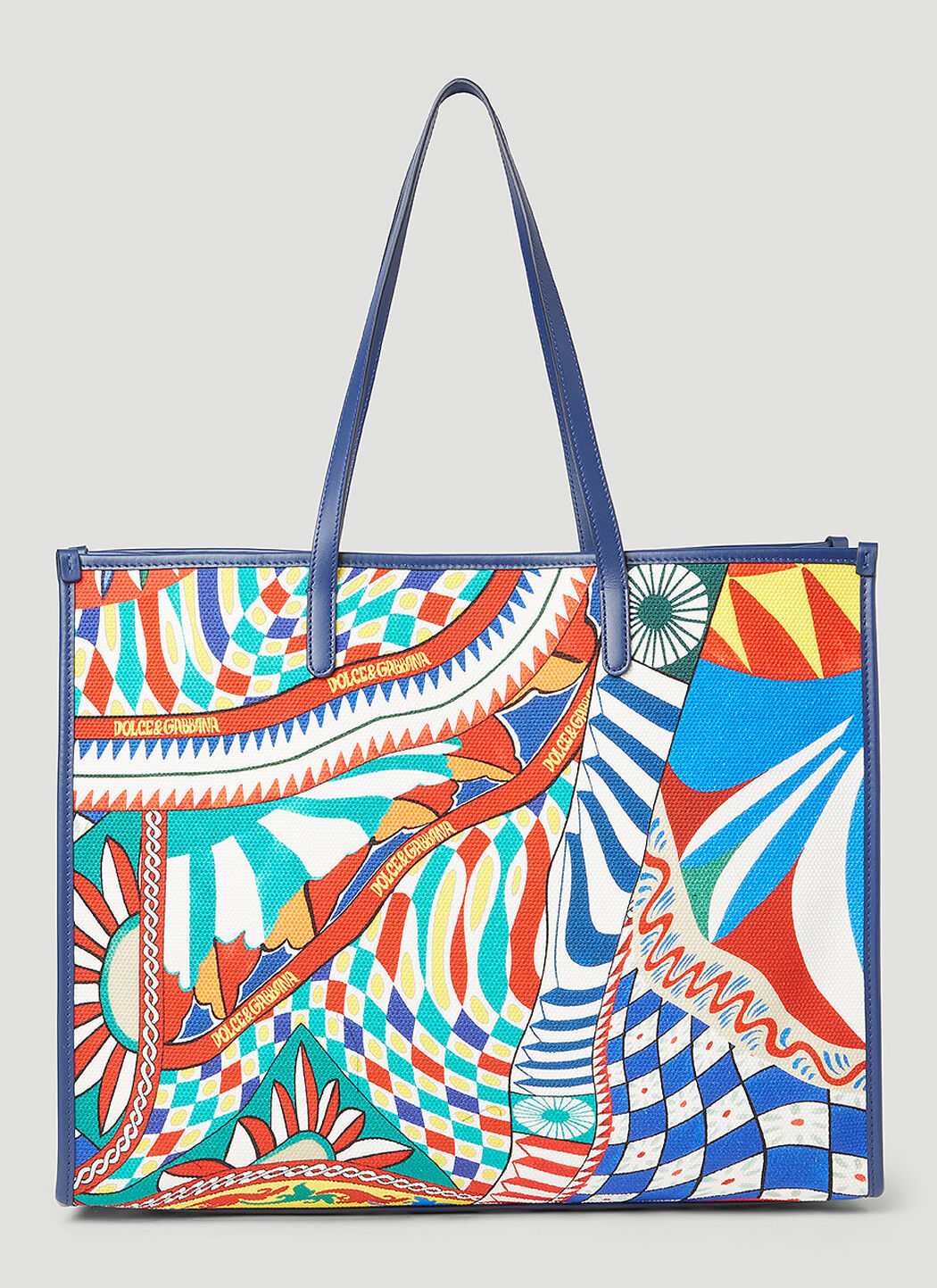 Dolce & Gabbana Women's' Carretto Print Canvas Tote Bag in Blue