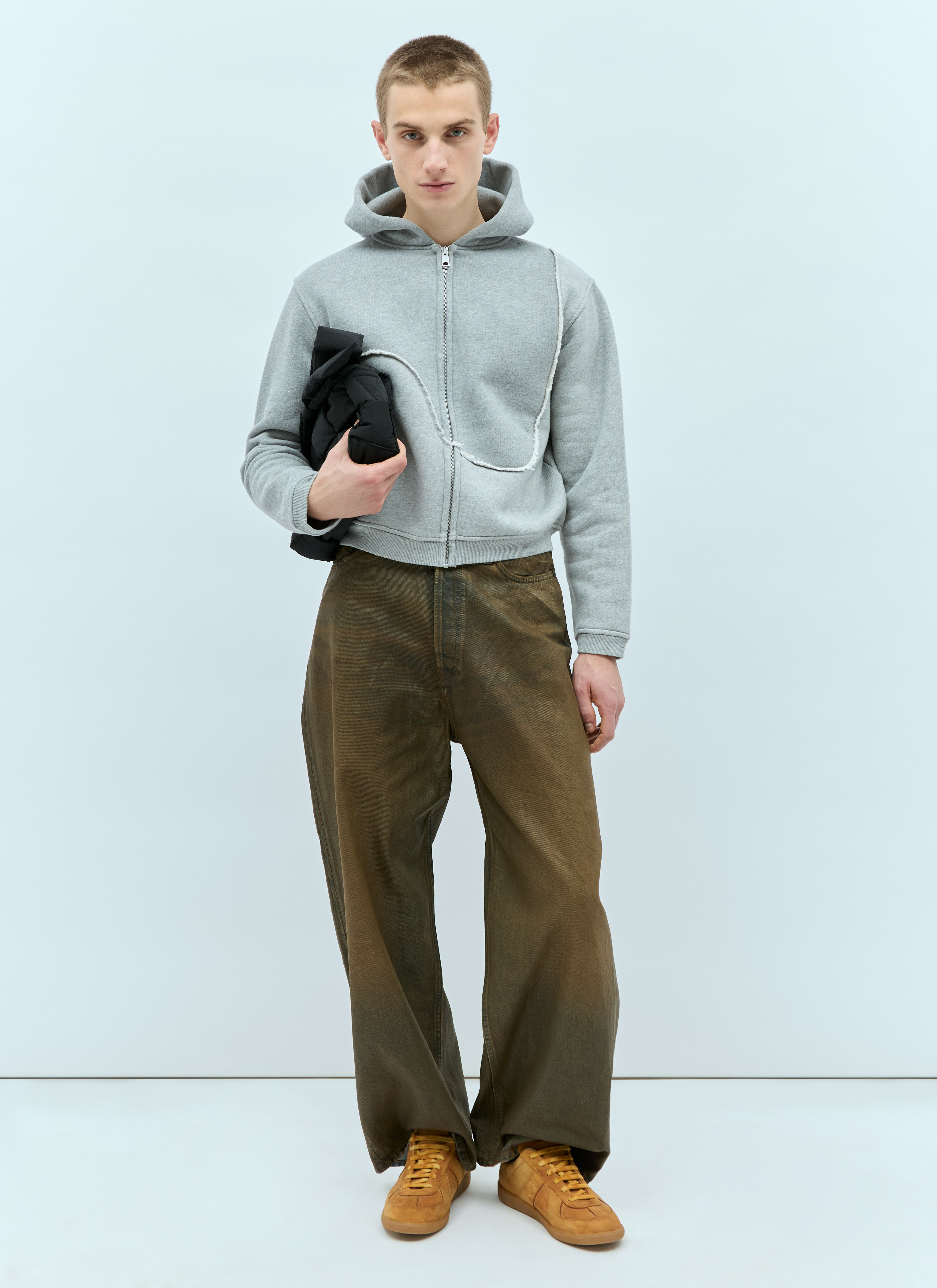 ERL Men's' Swirl Zipped Hooded Sweatshirt in Grey | LN-CC®