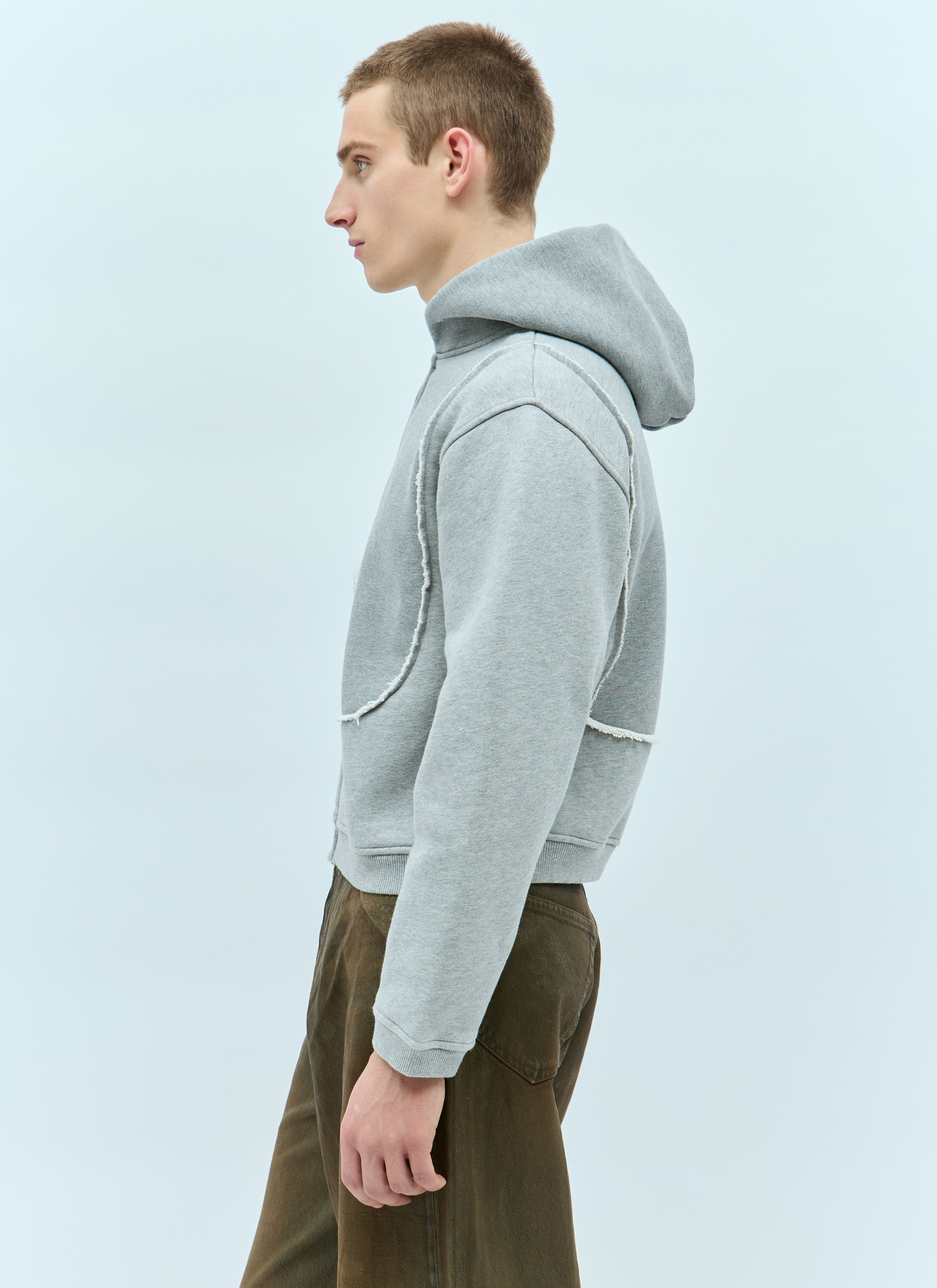 ERL Men's' Swirl Zipped Hooded Sweatshirt in Grey | LN-CC®