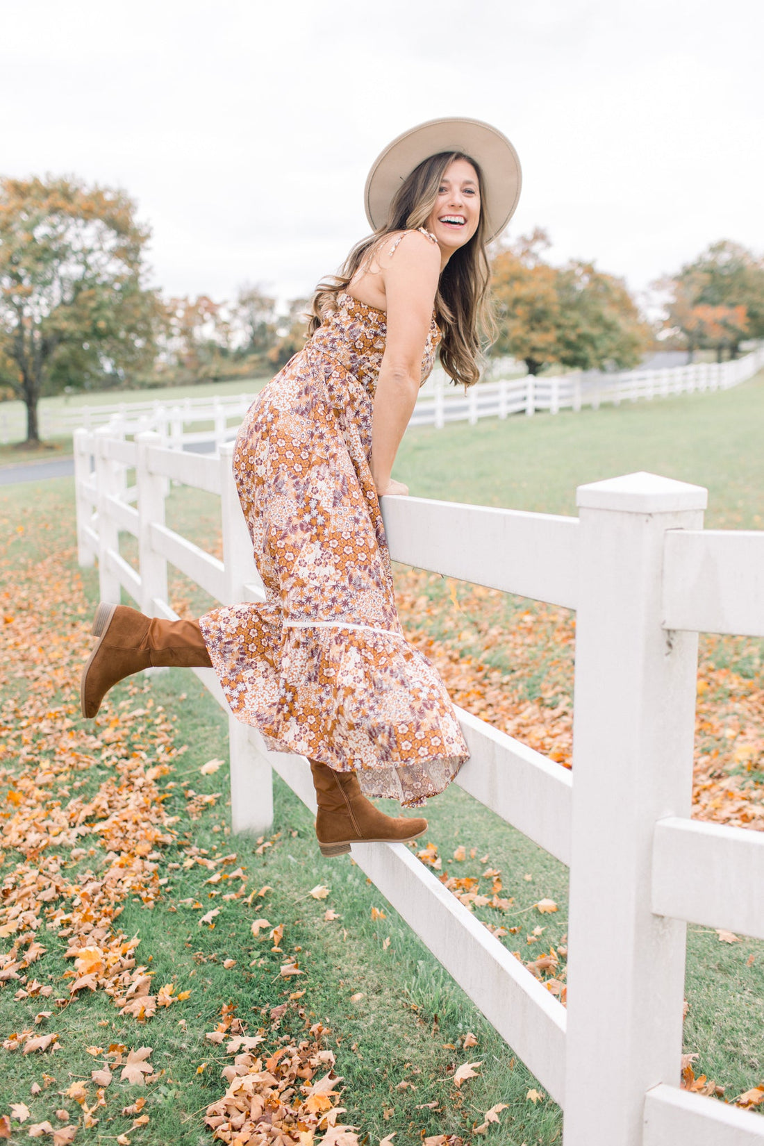 Caramel Floral Patchwork Dress – Love, Odette
