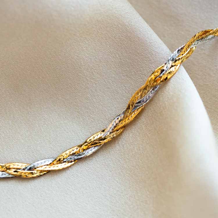 Solid Gold Mixed Metal Braided Bracelet – local eclectic