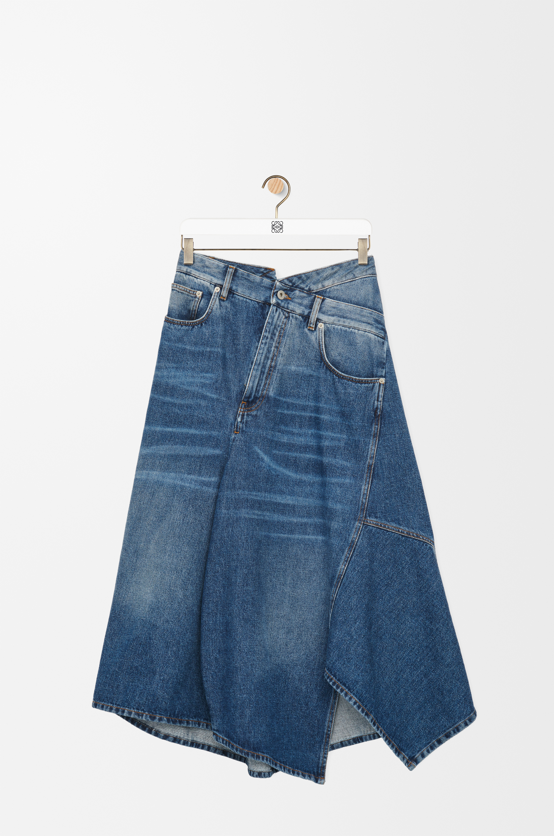 Deconstructed midi skirt in denim Blue - LOEWE