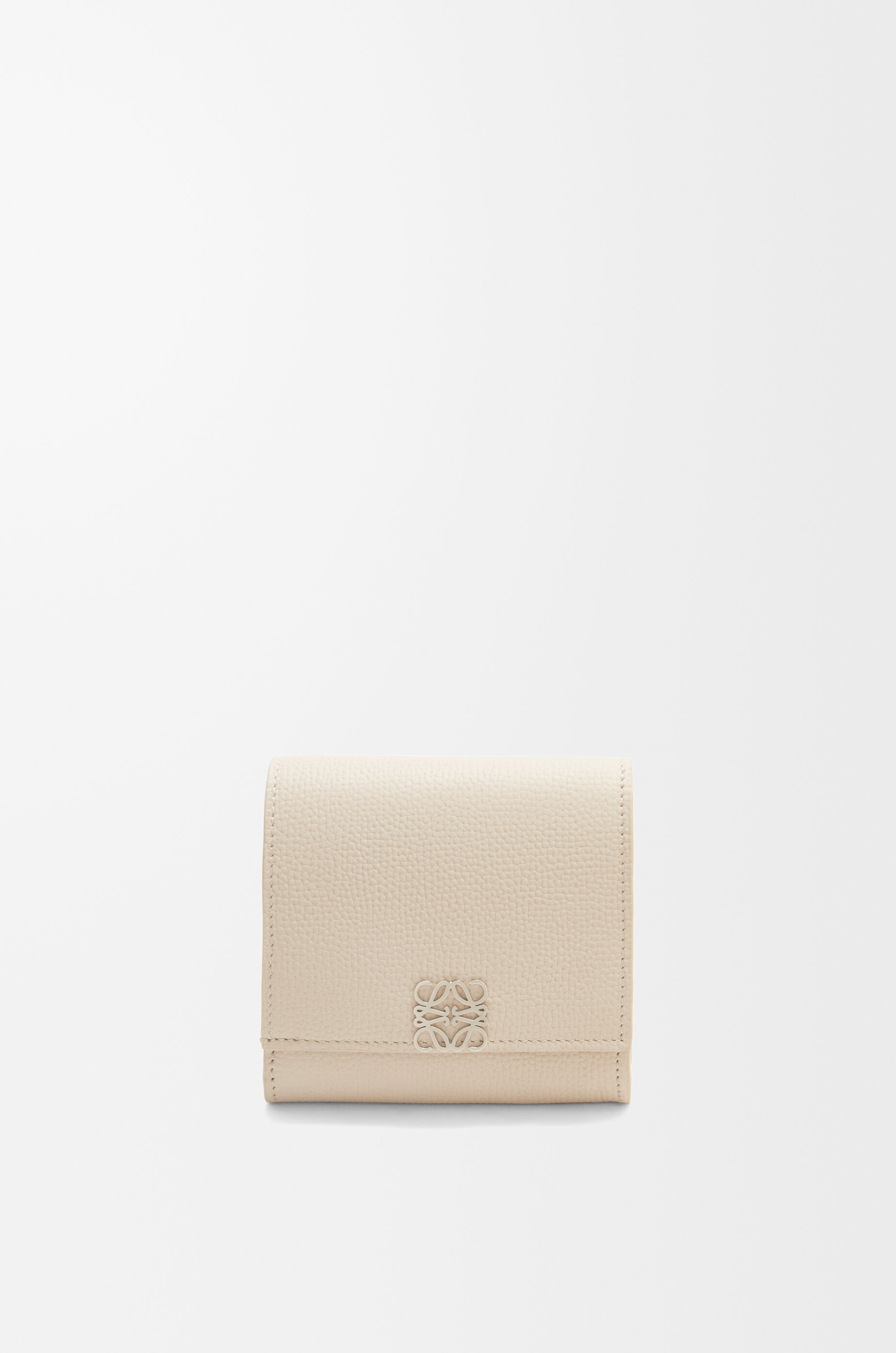 Anagram compact flap wallet in pebble grained calfskin Grey - LOEWE