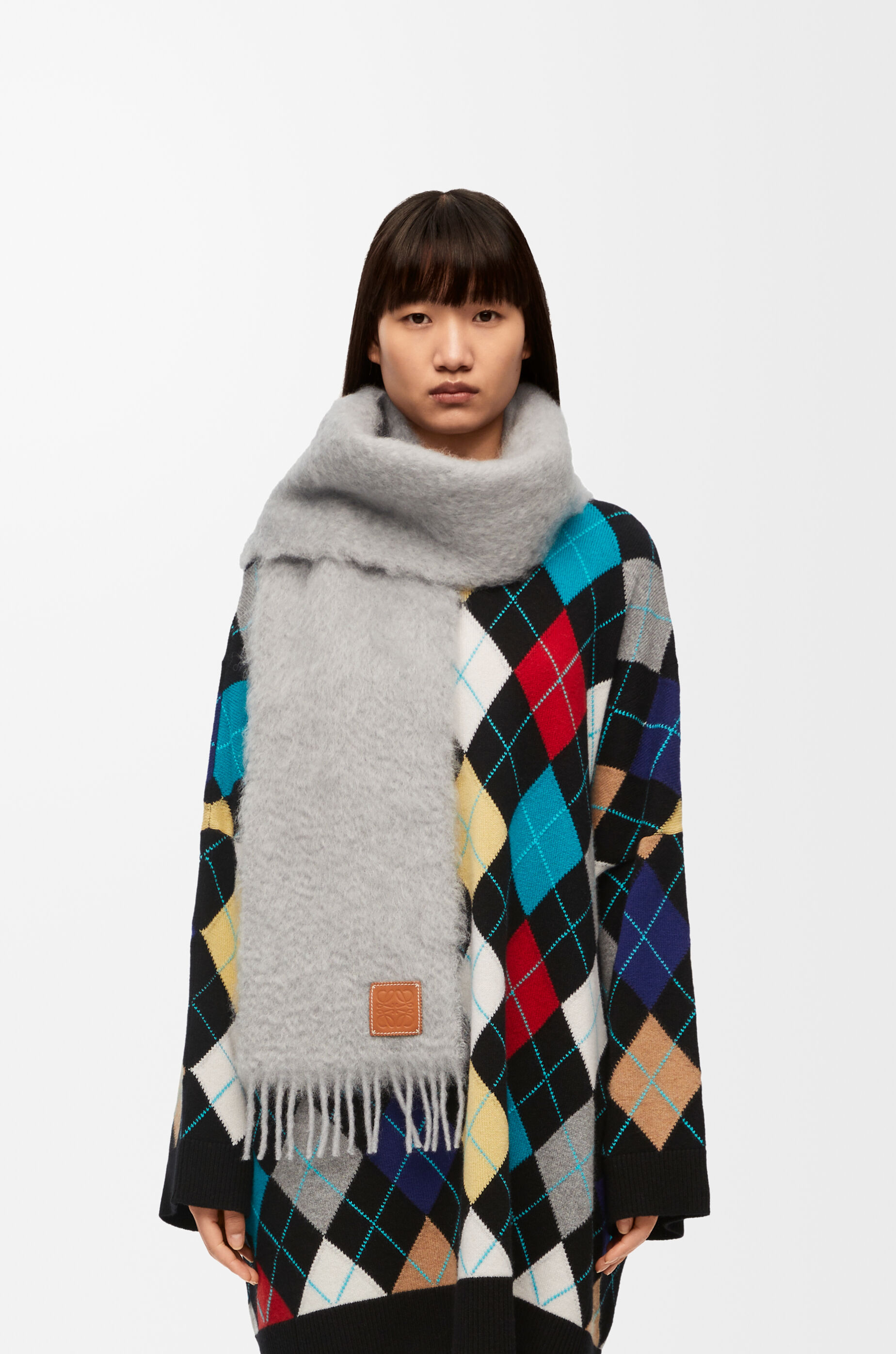 スカーフ（モヘア＆ウール）​ ライトグレー - LOEWE Japan official