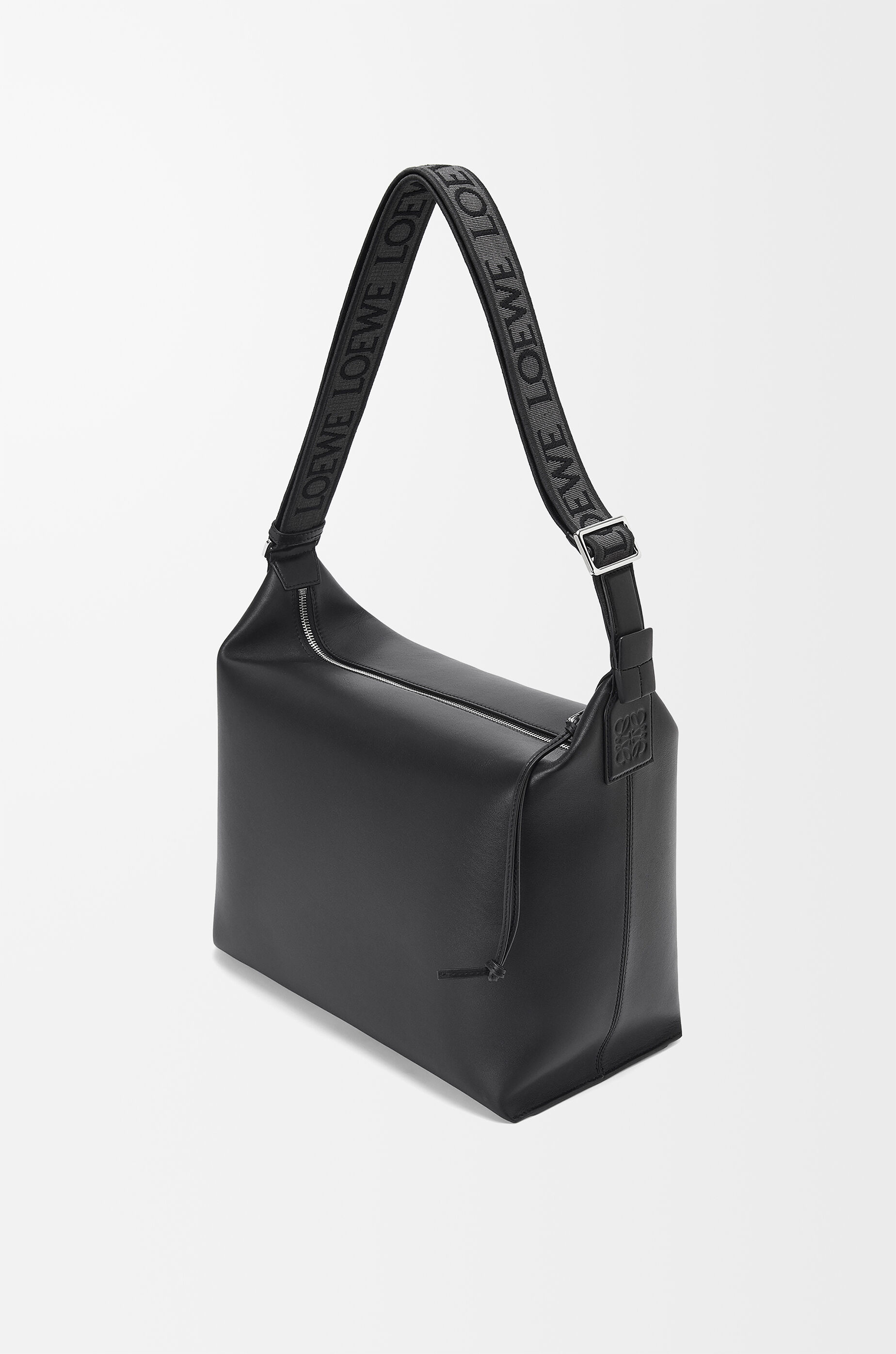 Cubi crossbody bag in supple smooth calfskin and jacquard Grey