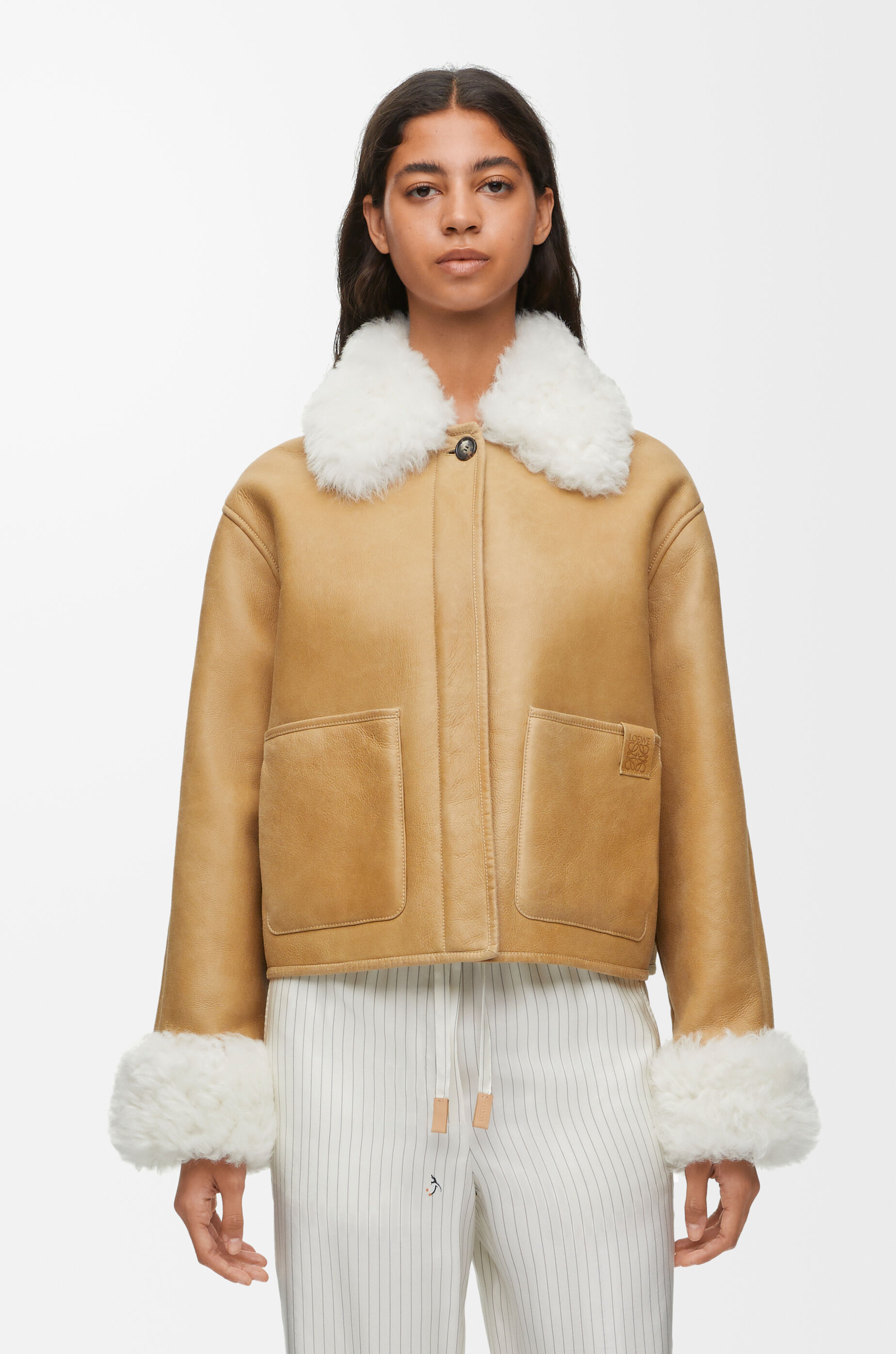 Jacket in shearling White - LOEWE USA Official Website