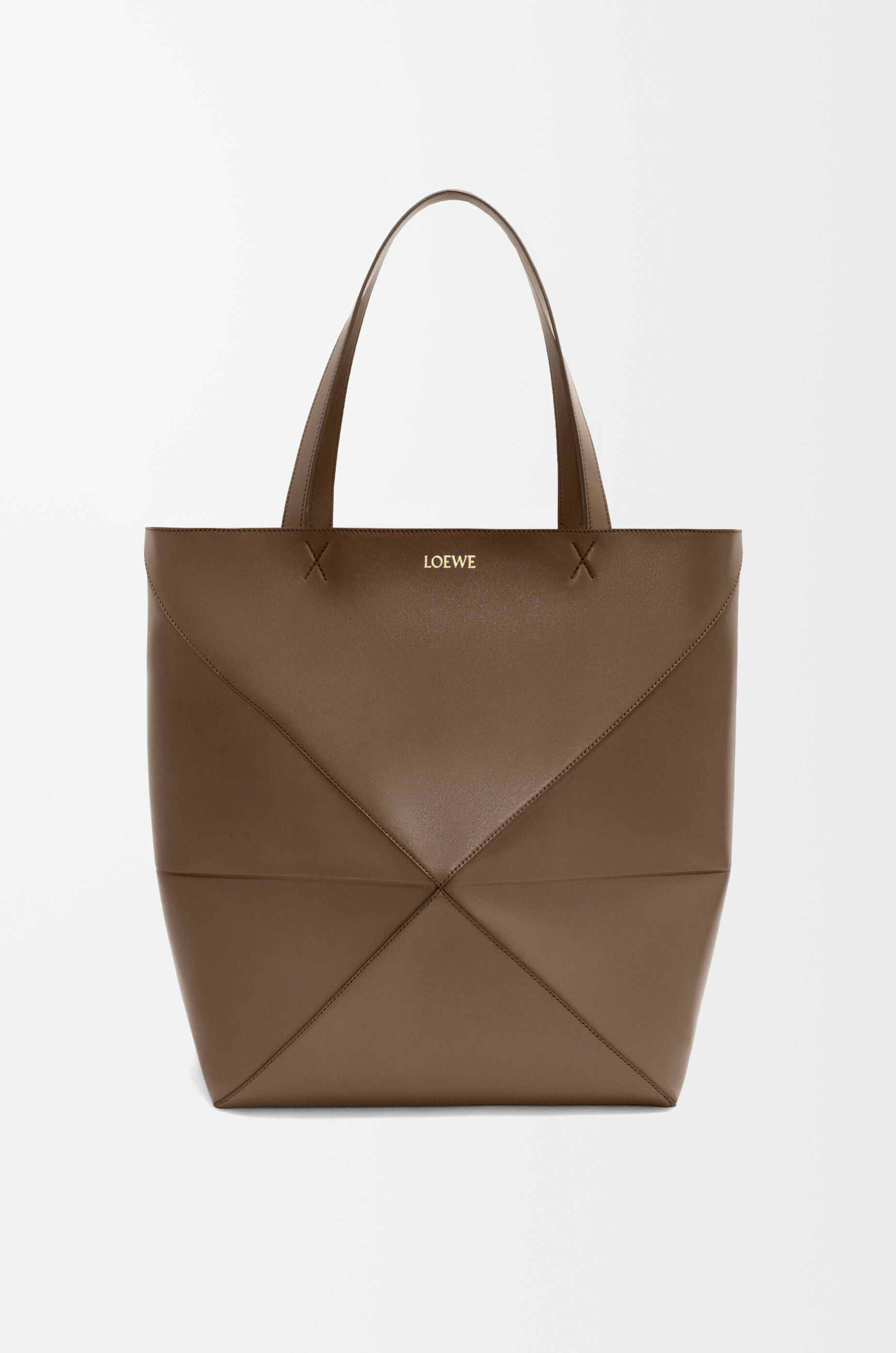XL Puzzle Fold tote in shiny calfskin Brown - LOEWE