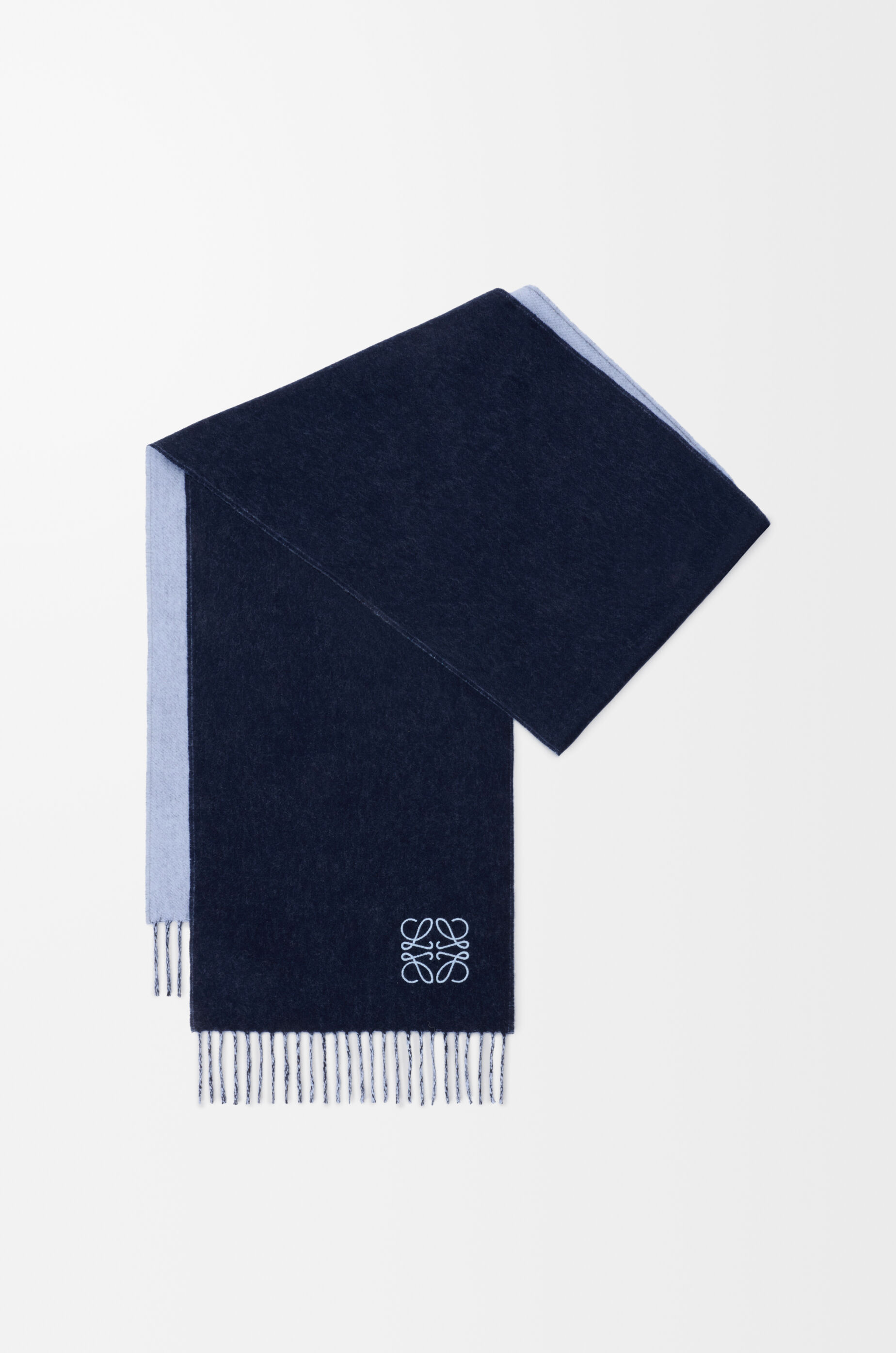 バイカラー スカーフ（ウール&カシミヤ） ブルー - LOEWE Japan