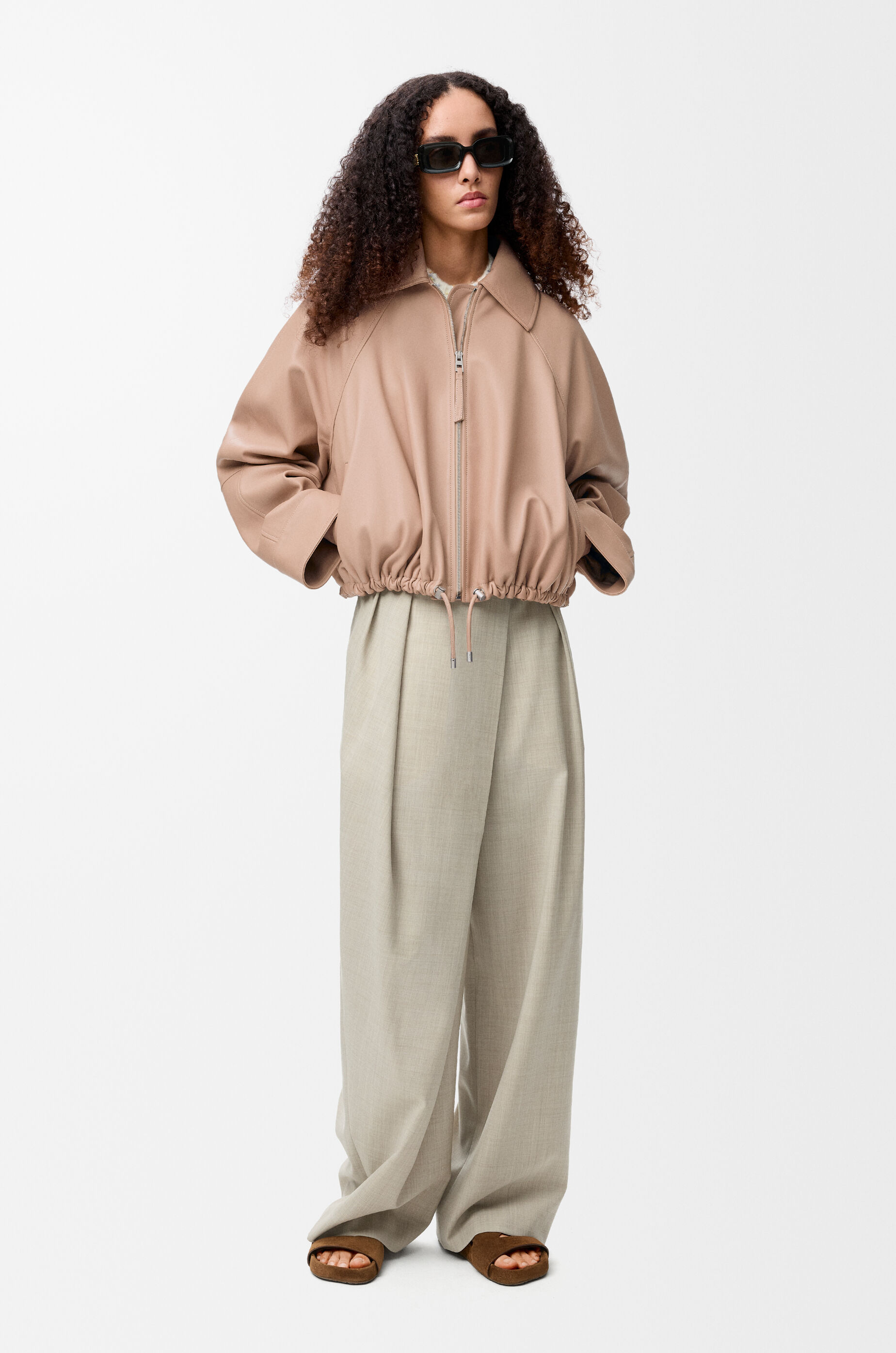 Balloon jacket in nappa lambskin Beige - LOEWE USA Official Website