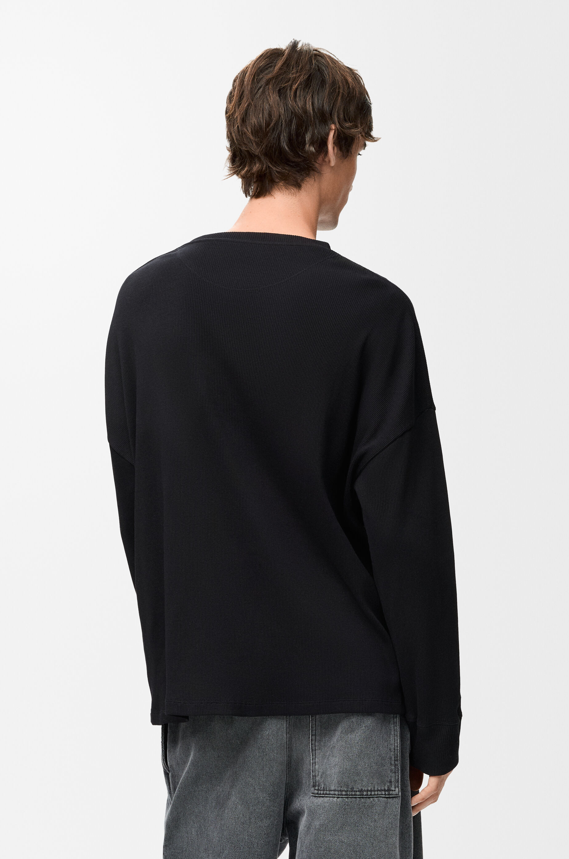 オーバーサイズフィット ロングスリーブ Tシャツ（コットン） ブラック