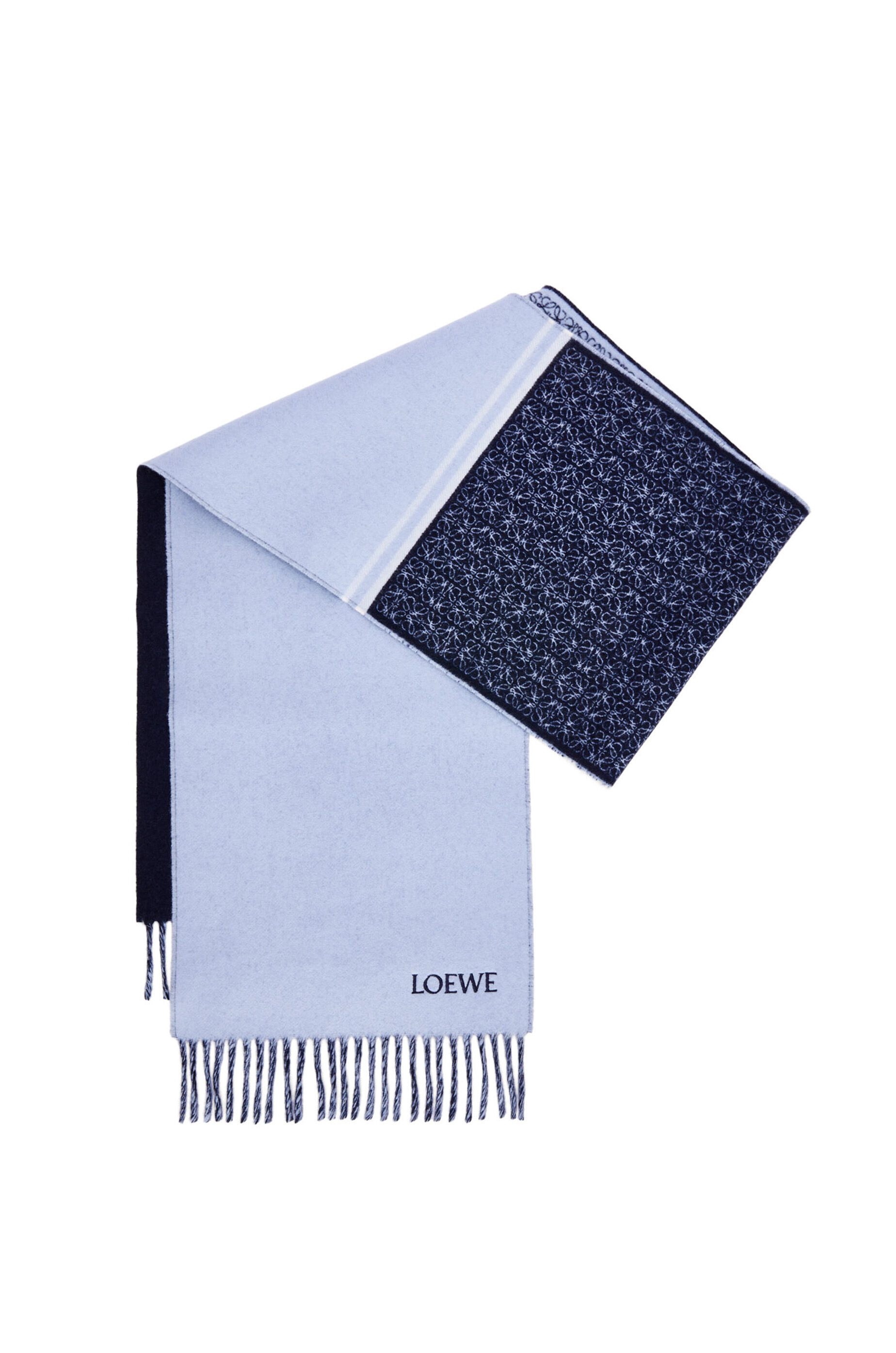 Scarf in wool and cashmere Blue - LOEWE