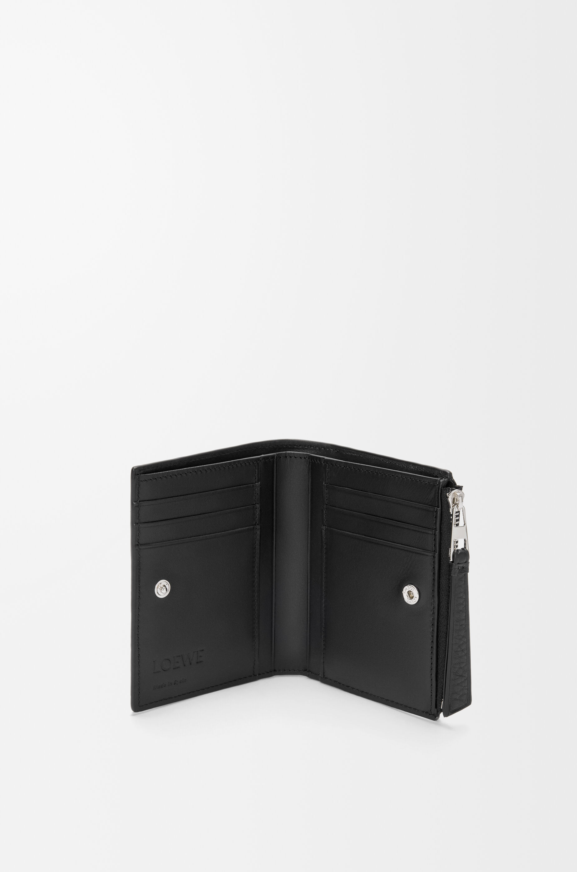 Puzzle slim compact wallet in supple grained calfskin Black - LOEWE