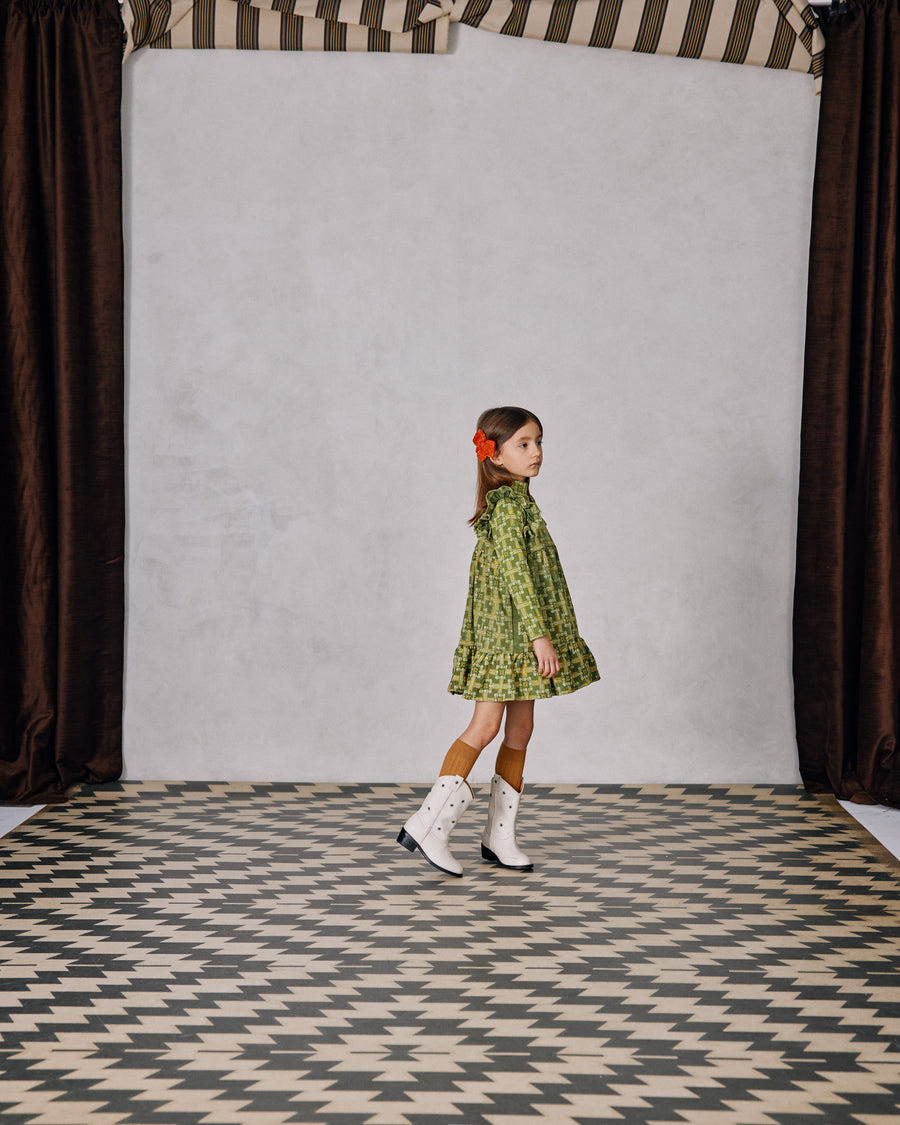 Misha and Puff Ruffle Sleeve Dress - Basil Railroad – Ladida