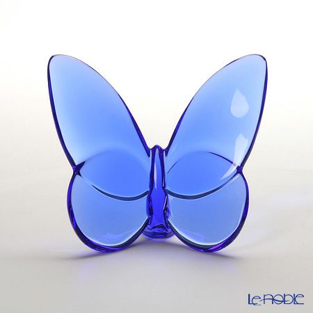 Baccarat バタフライ 箱付き ガラスオブジェ パープル Baccarat